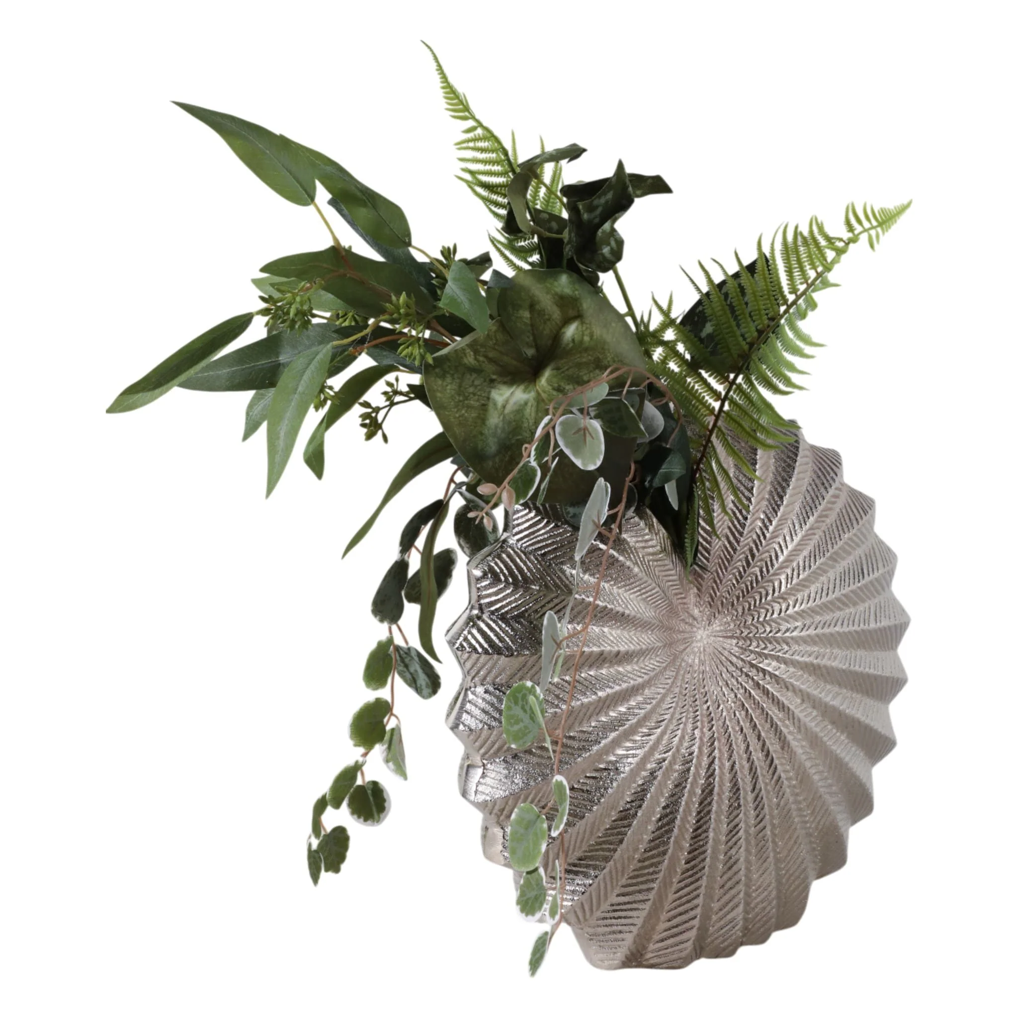 11x10" Seashell Metal Vase, Silver - Image 2