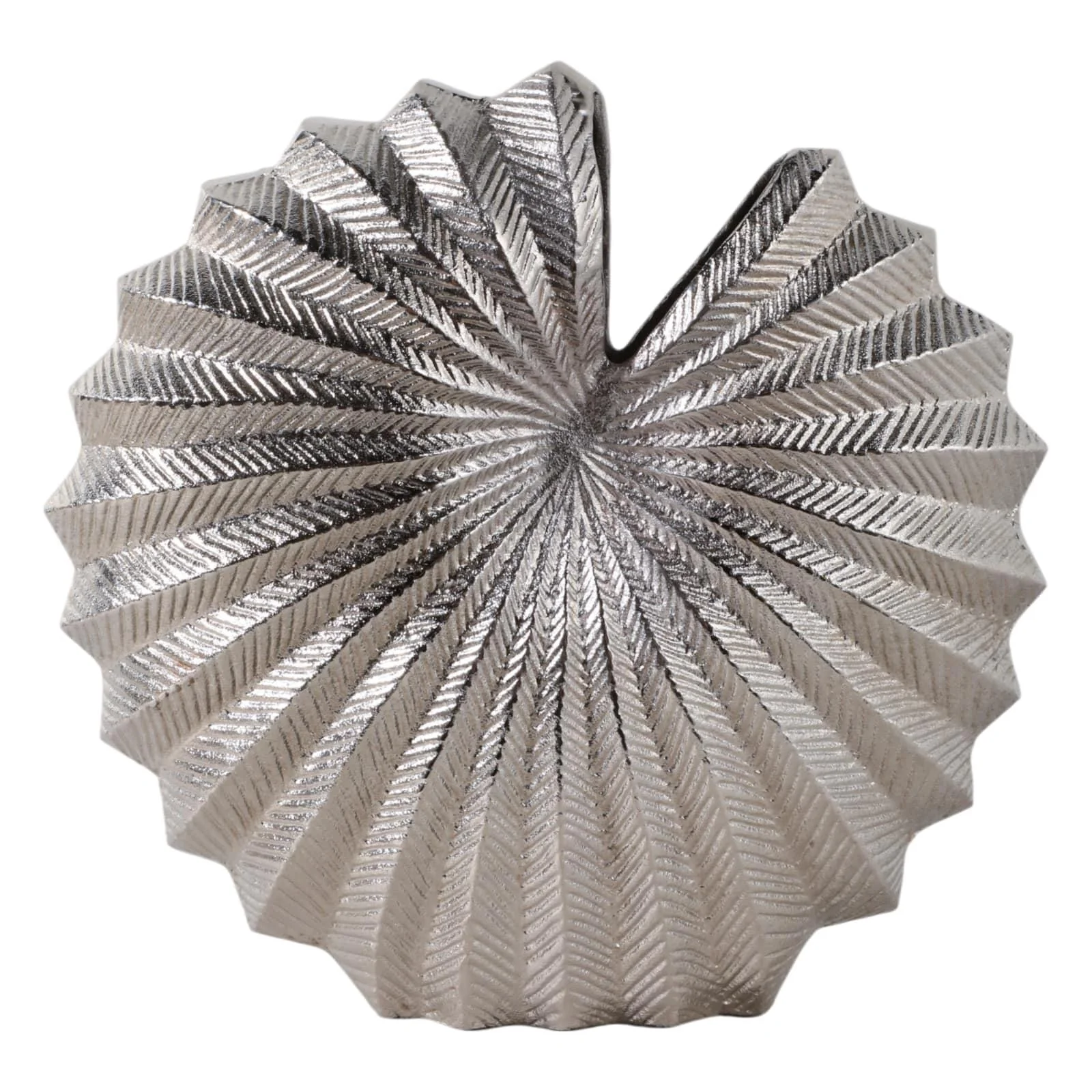 11x10" Seashell Metal Vase, Silver - Image 4