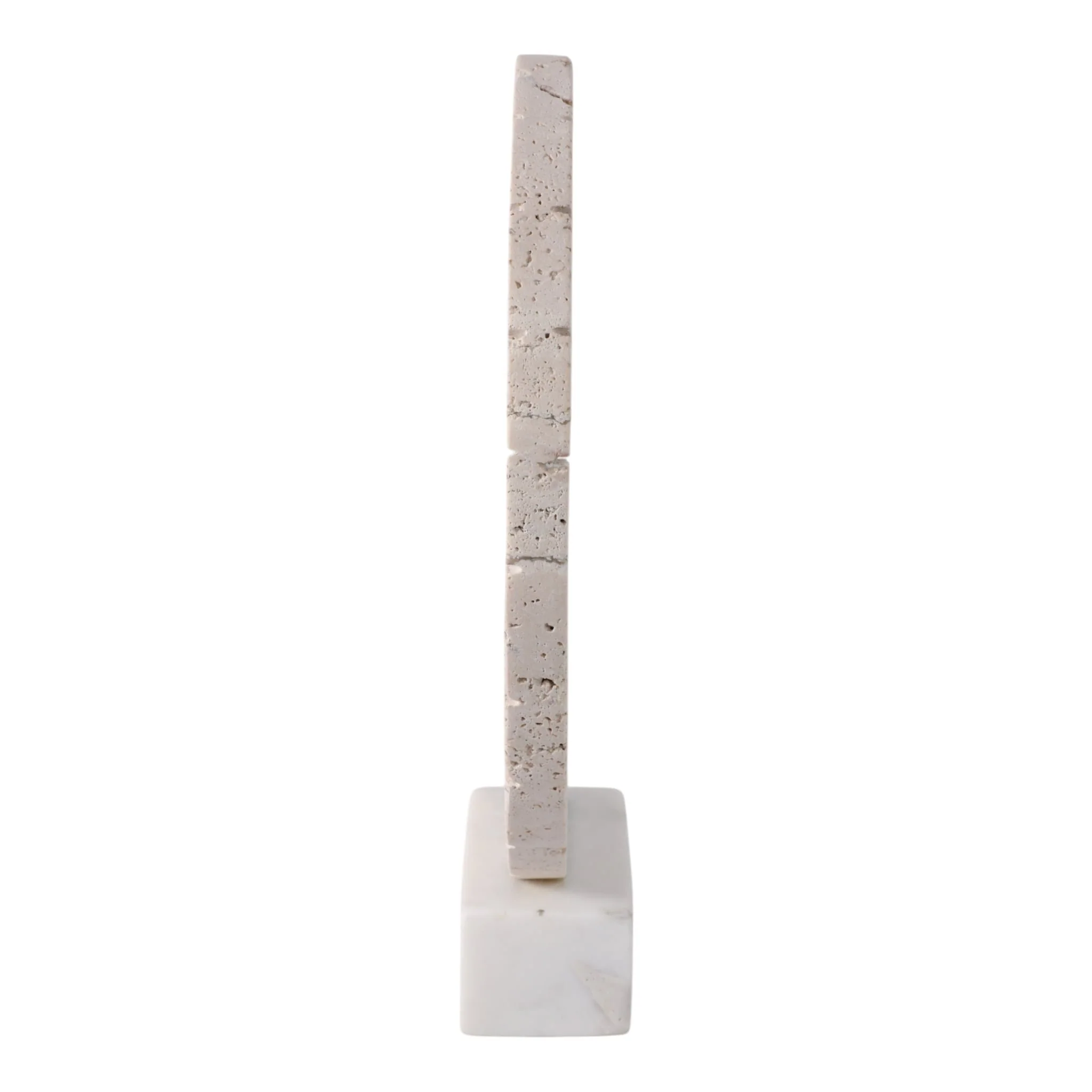 11x10" Travertine Open Circle On Marble Base, Tan/ - Image 3