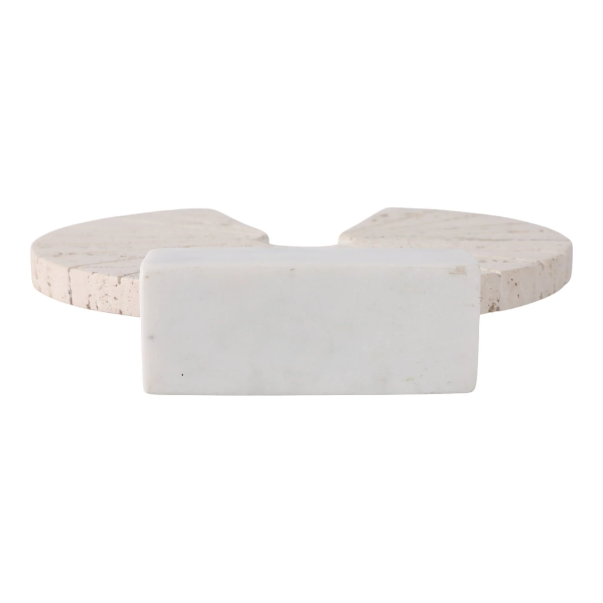 11x10" Travertine Open Circle On Marble Base, Tan/ - Image 7