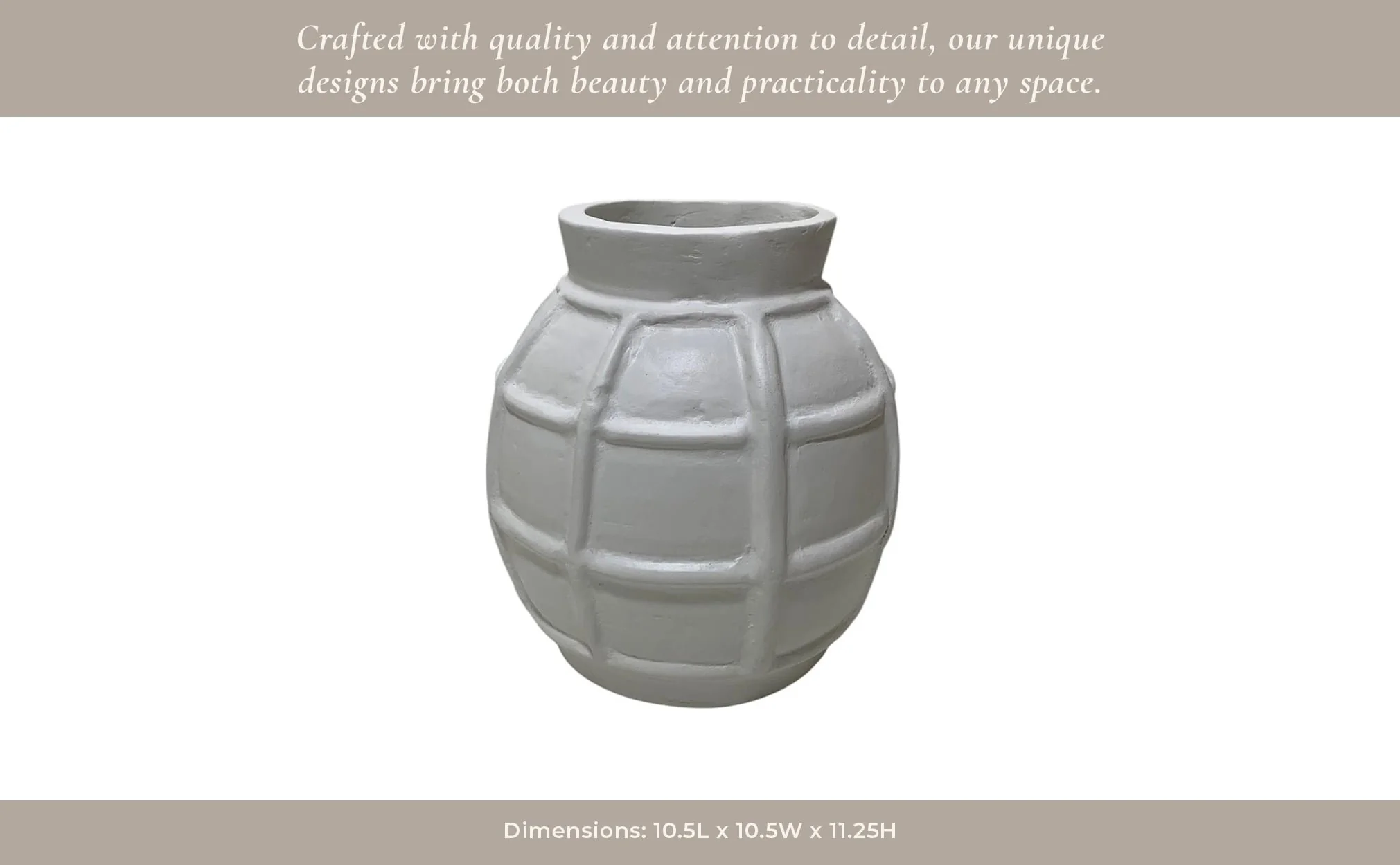 11x11" Windowpane Paper Mache Vase, White - Image 12