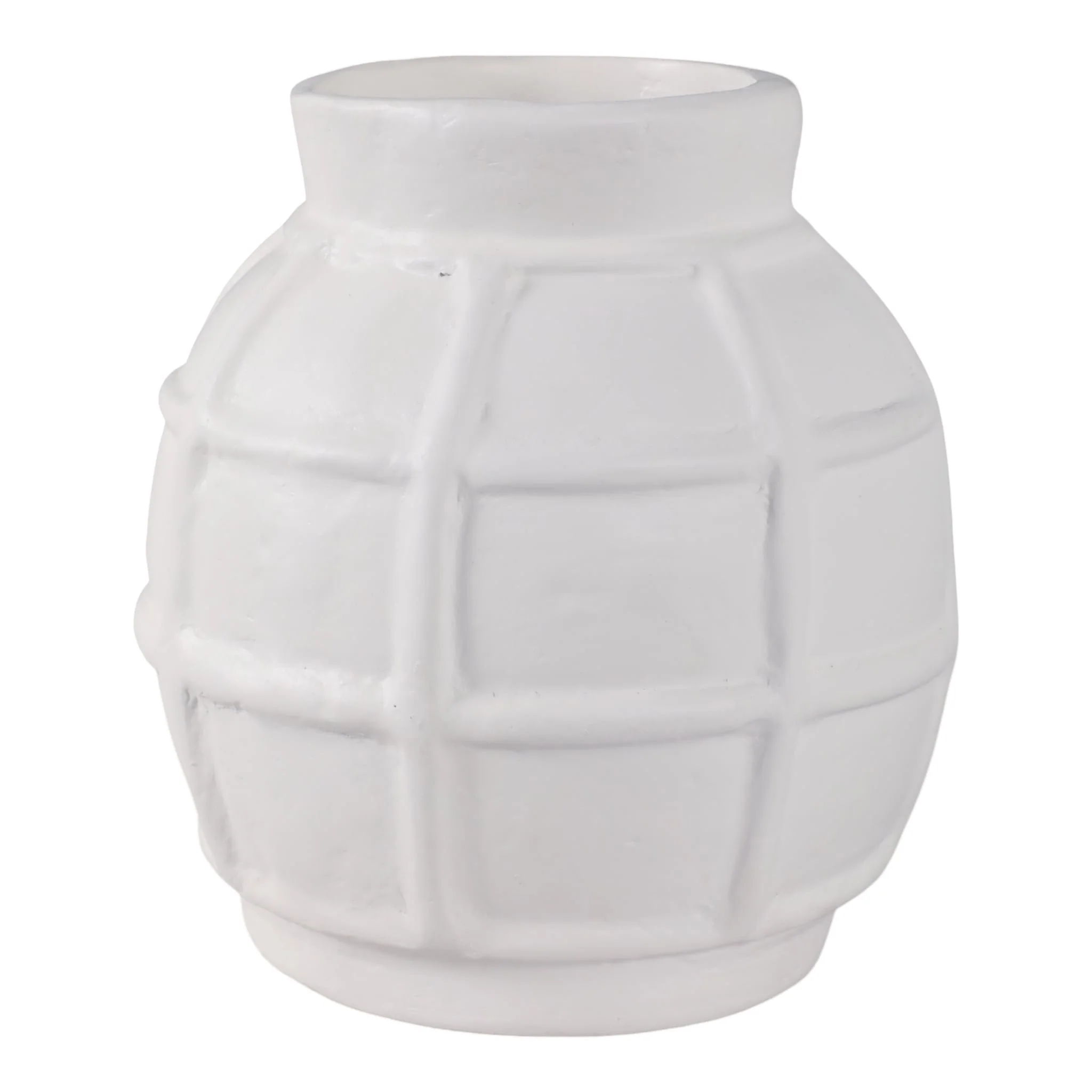 11x11" Windowpane Paper Mache Vase, White - Image 4