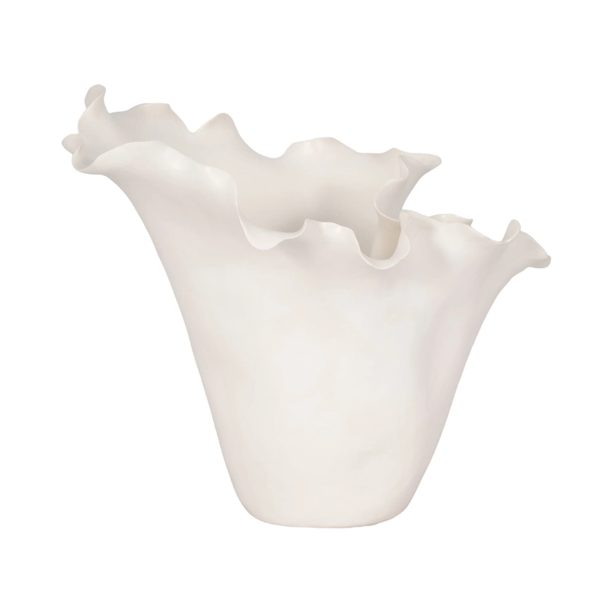 11x12" Handmade Flutter Vase, White - Image 4