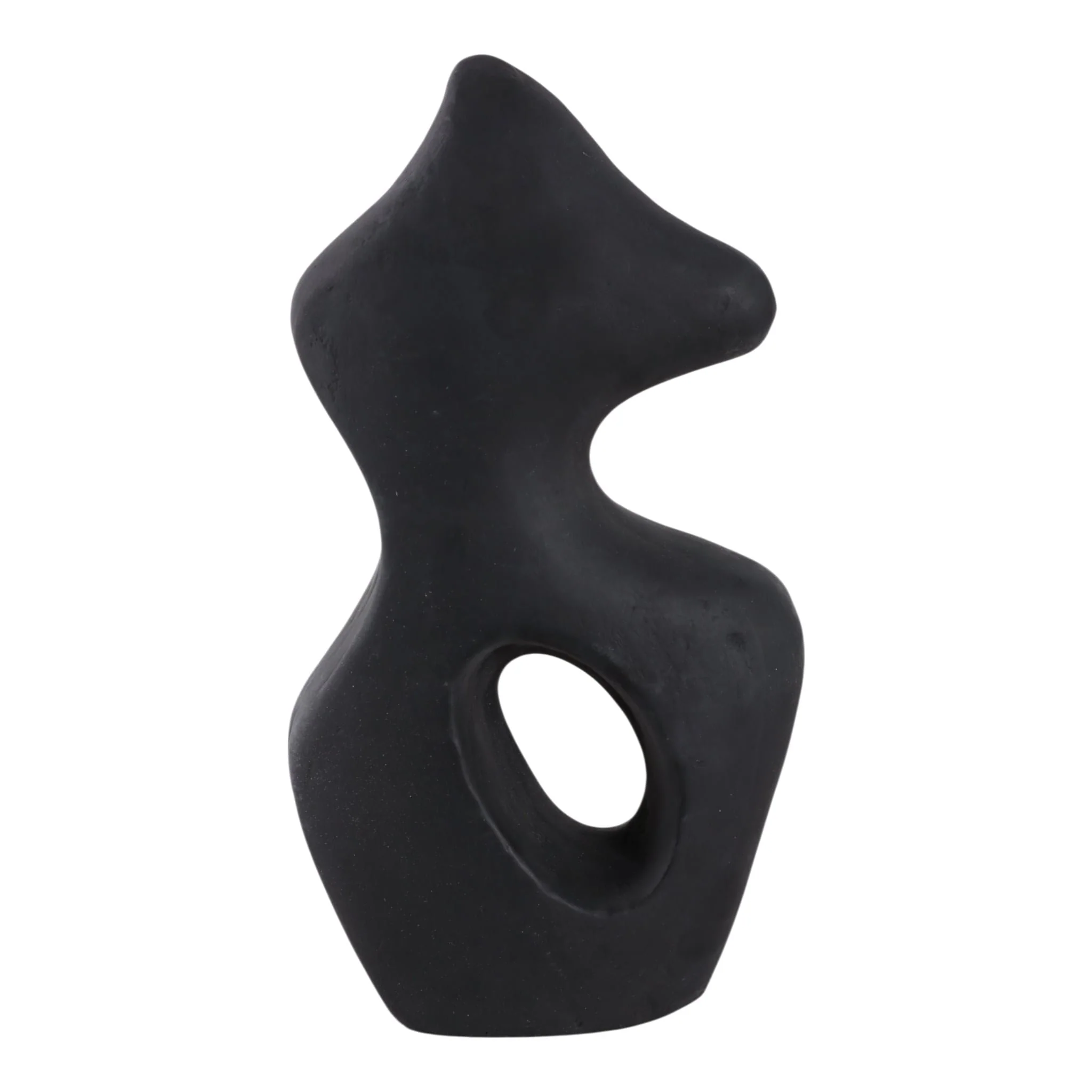 11x6" Paper Mache Squiggle Sculpture, Black - Image 4