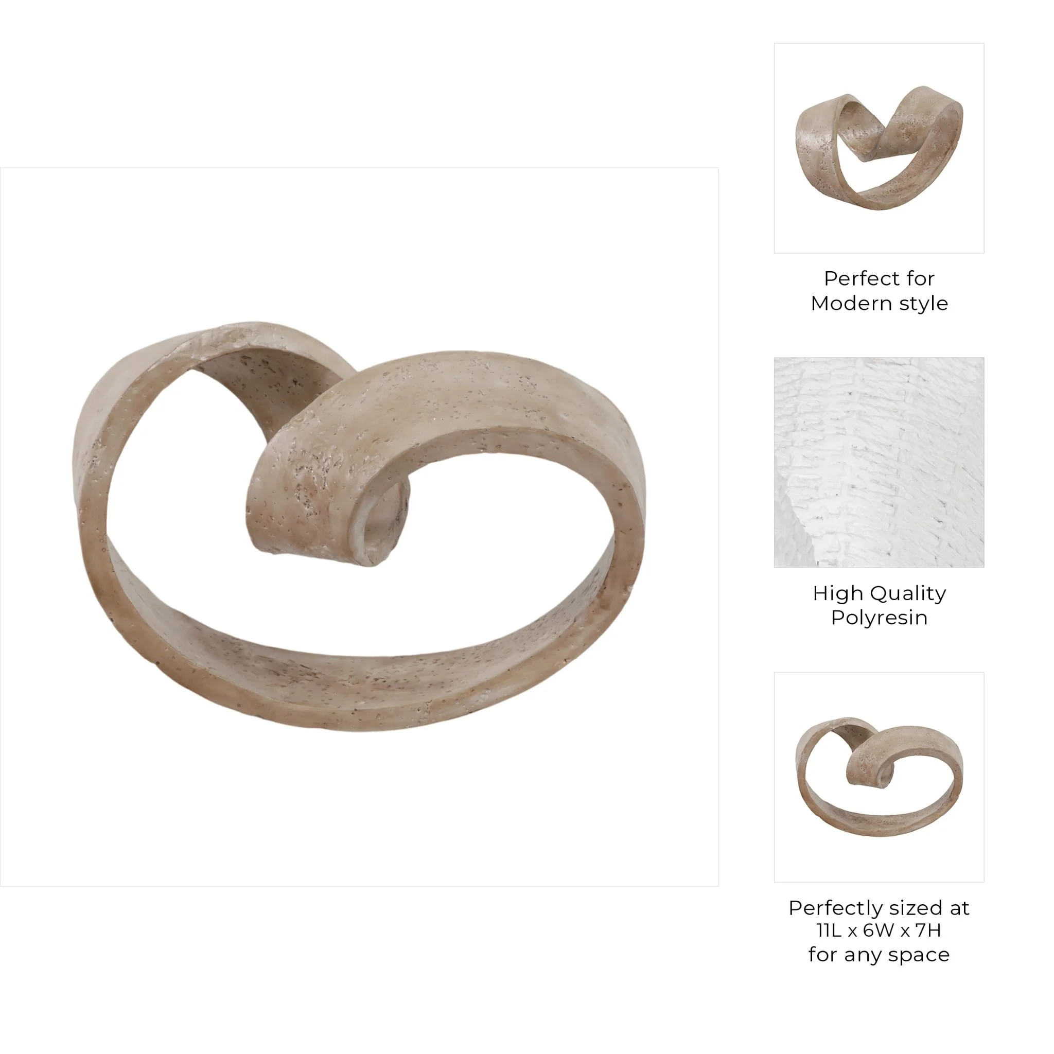 11x7" Stone Textured Loop Decor, Tan - Image 8
