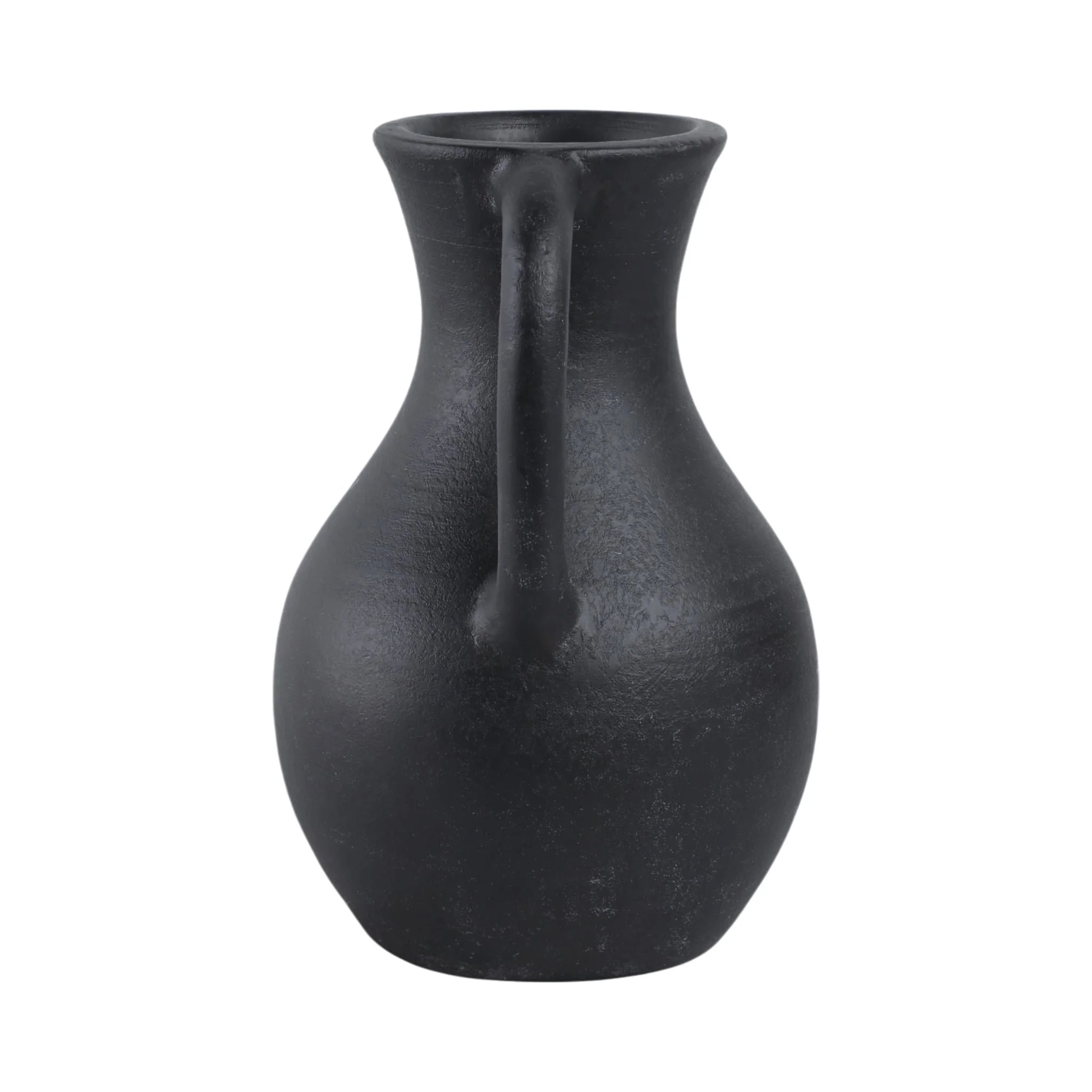 11x9" Terracotta Jug Vase With Handles, Black - Image 4