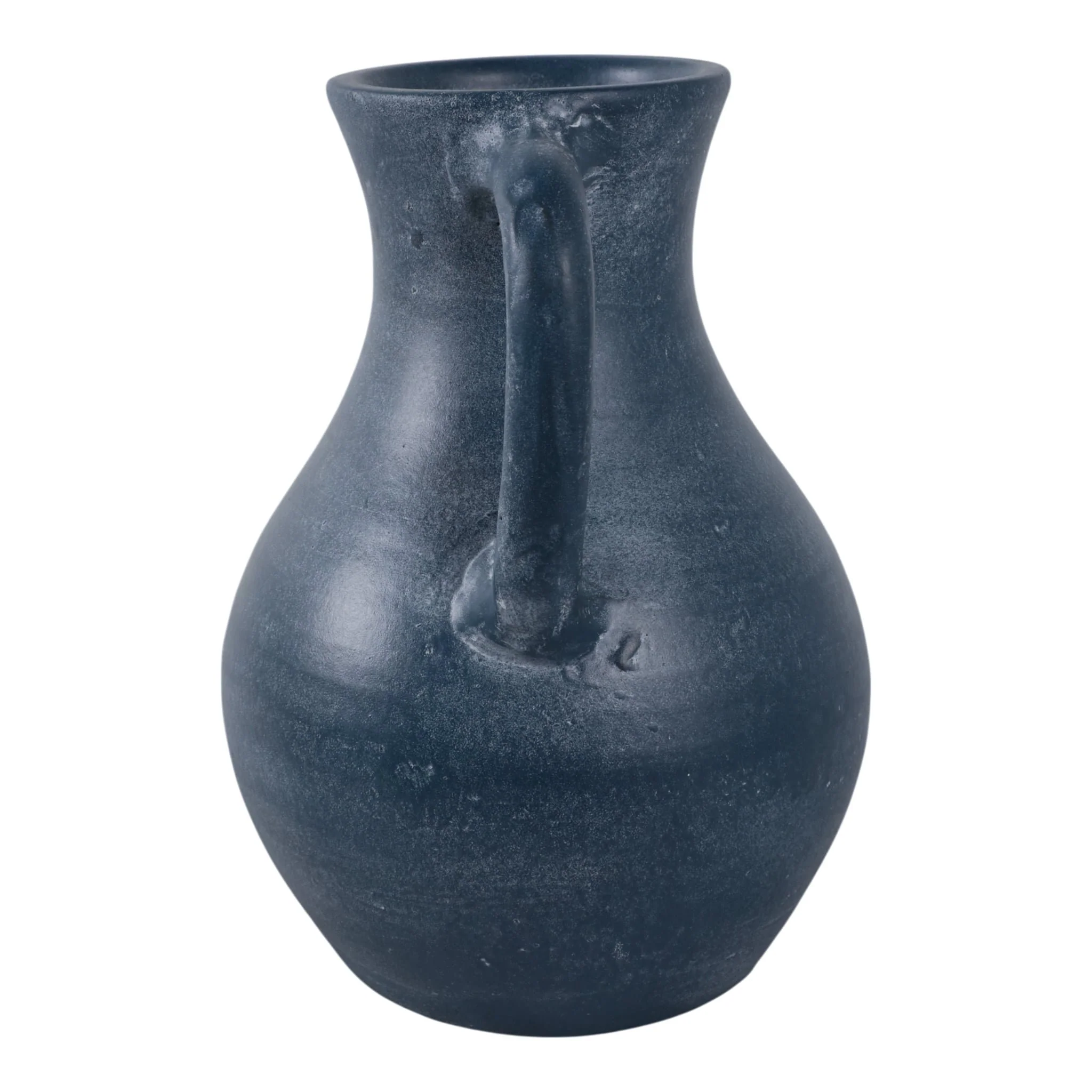 11x9" Terracotta Jug Vase With Handles, Blue - Image 3