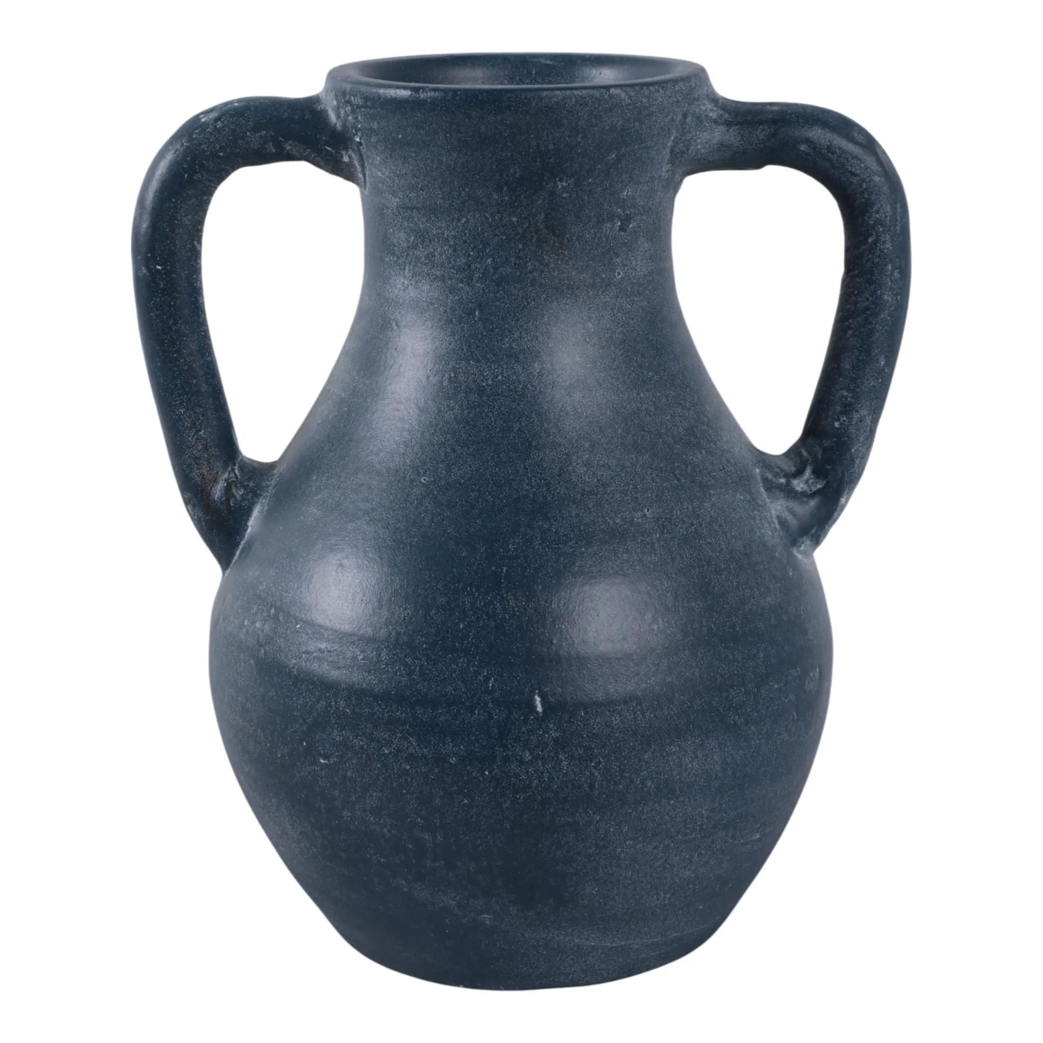 11x9" Terracotta Jug Vase With Handles, Blue - Image 4