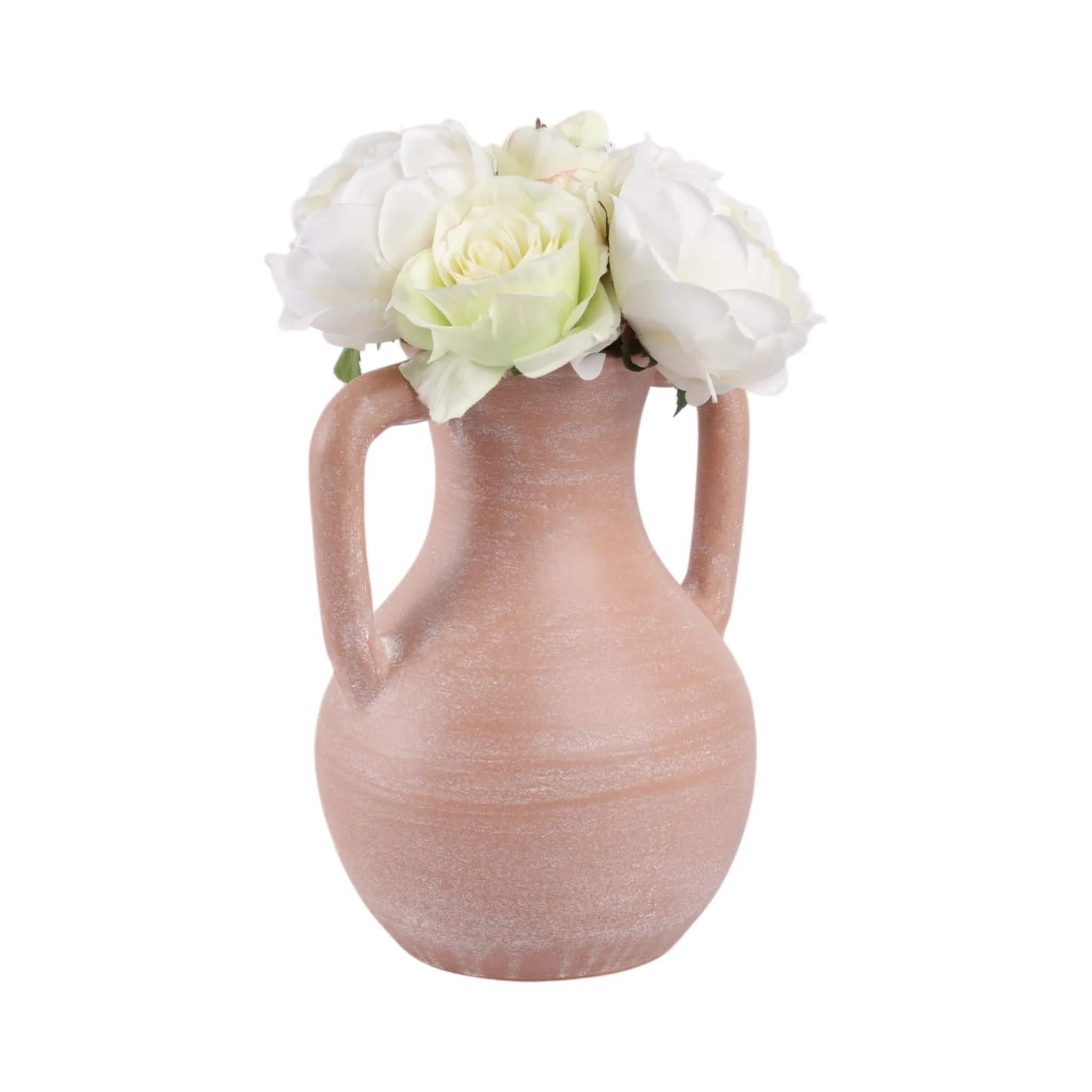 11x9" Terracotta Jug Vase With Handles, Light Natu - Image 2