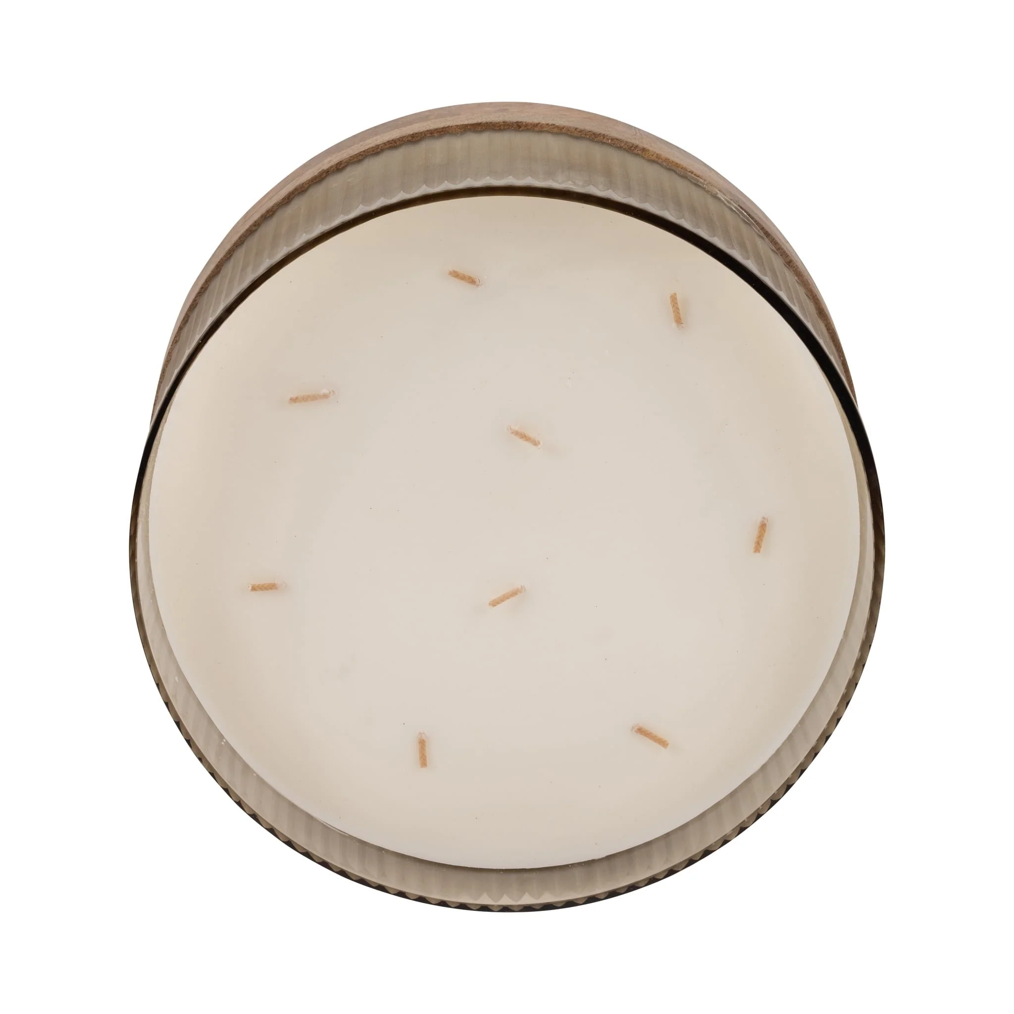 12" 183 Oz Glass Candle W/ Wood Base, Ivory - Image 6
