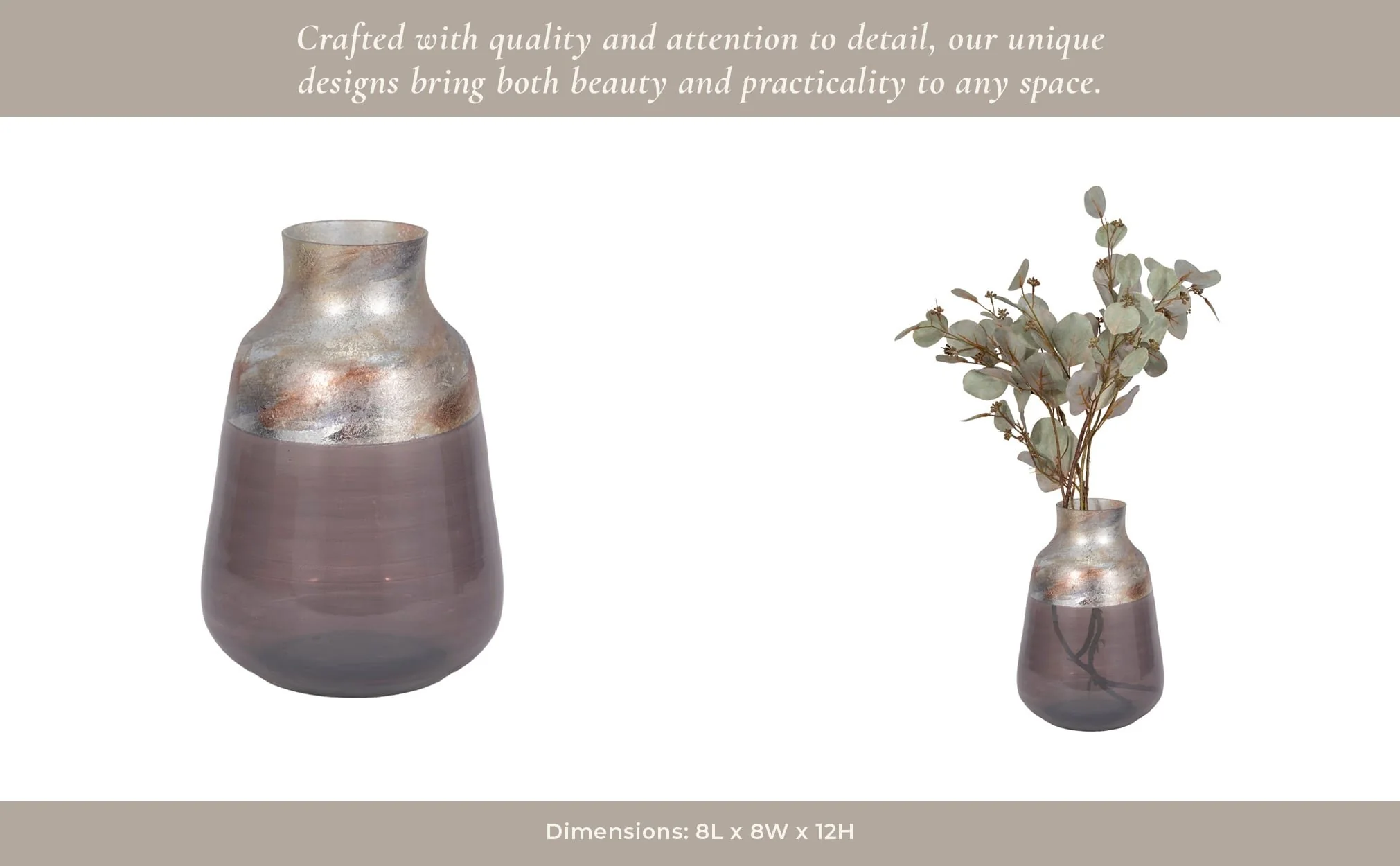 12" 2-tone Glass Vase, Grey Multi - Image 14