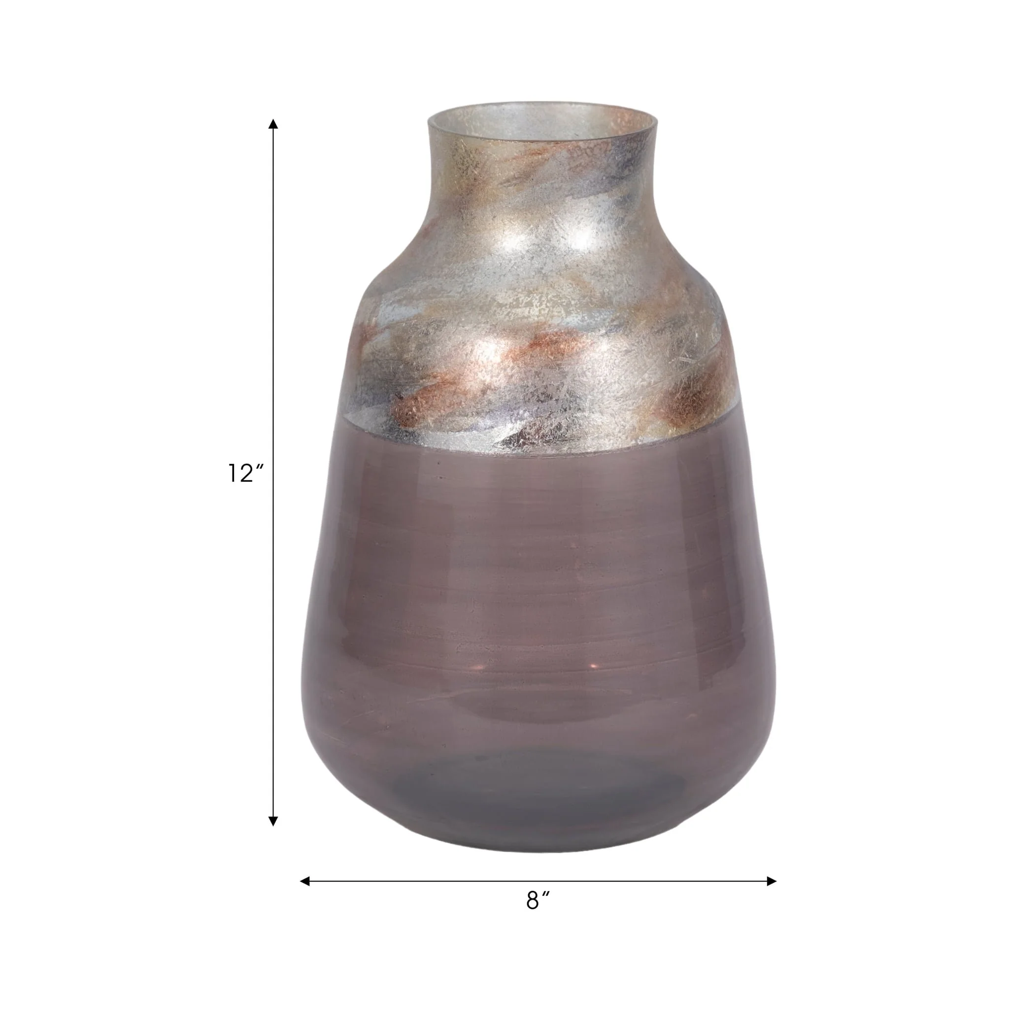 12" 2-tone Glass Vase, Grey Multi - Image 8