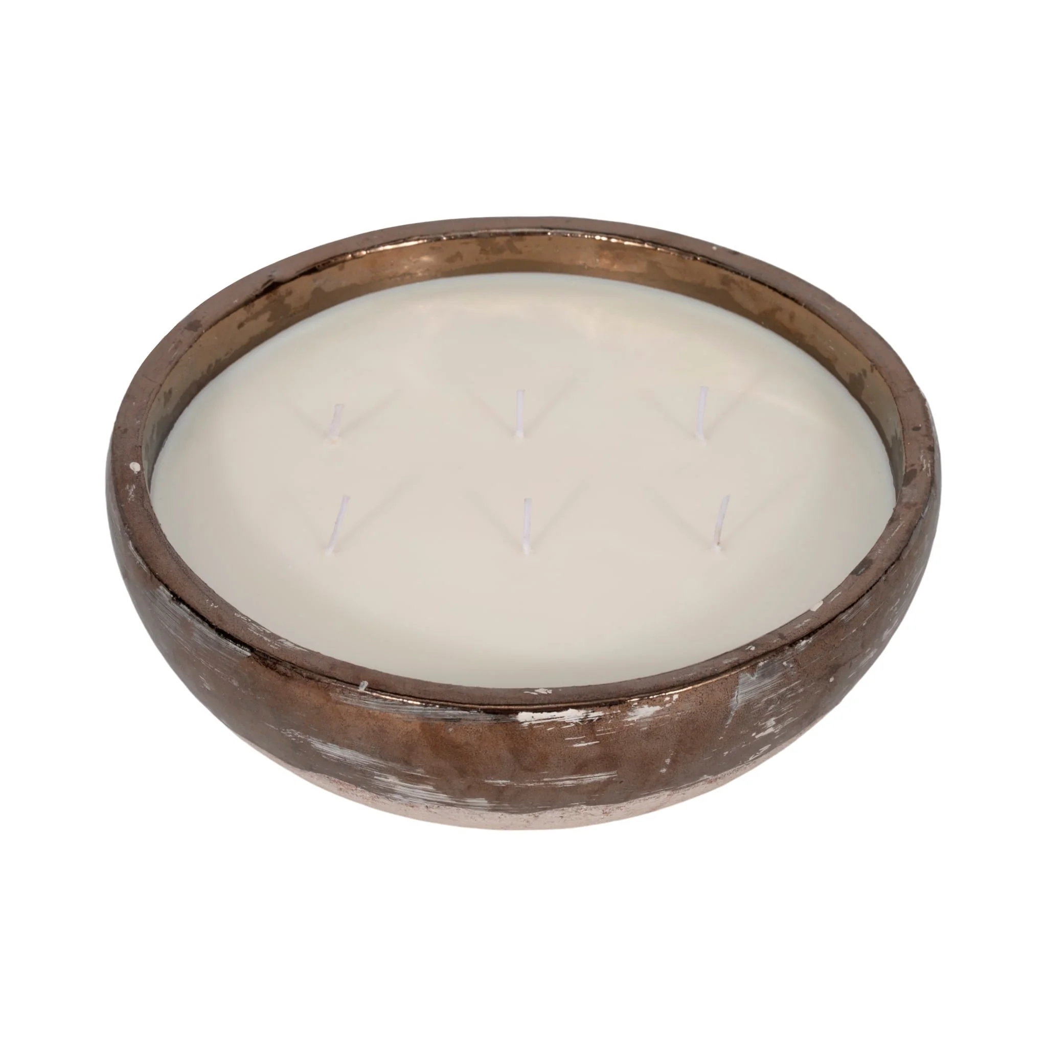 12" 57 Oz Pine Bowl Candle, Grey/gold - Image 4