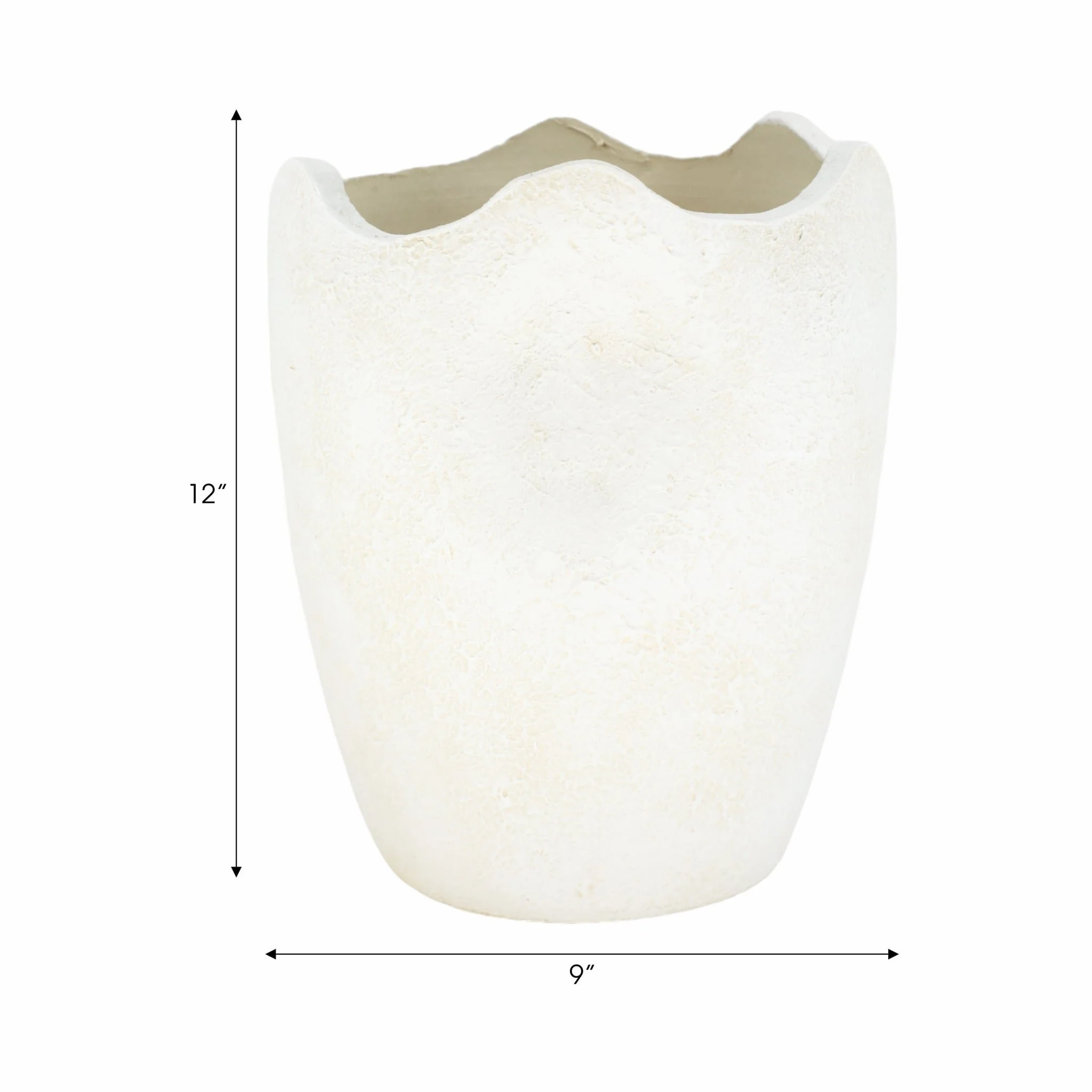 12" Abstract Textured Terracotta Vase, Ivory - Image 9