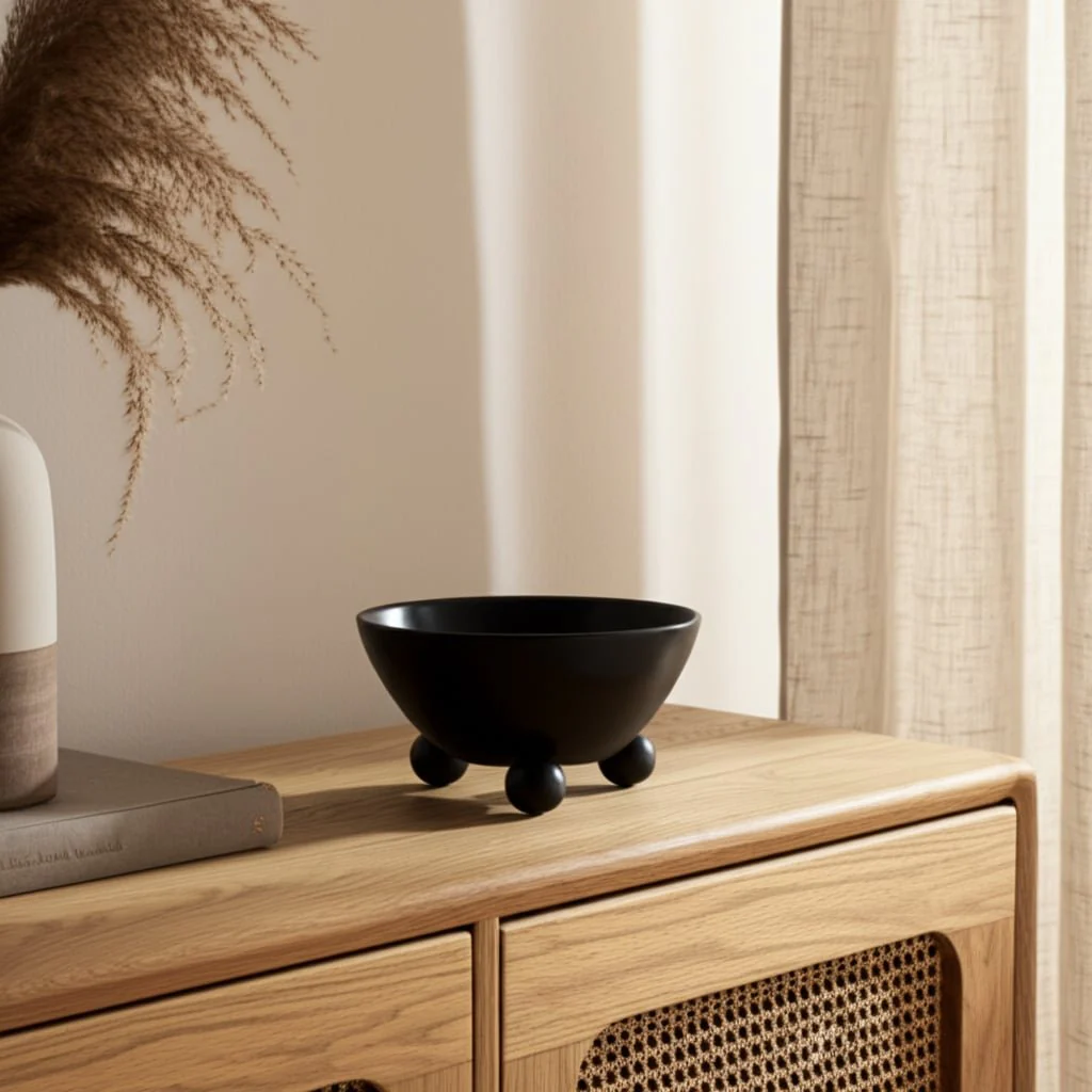 12" Bowl With Ball Feet, Black - Image 10