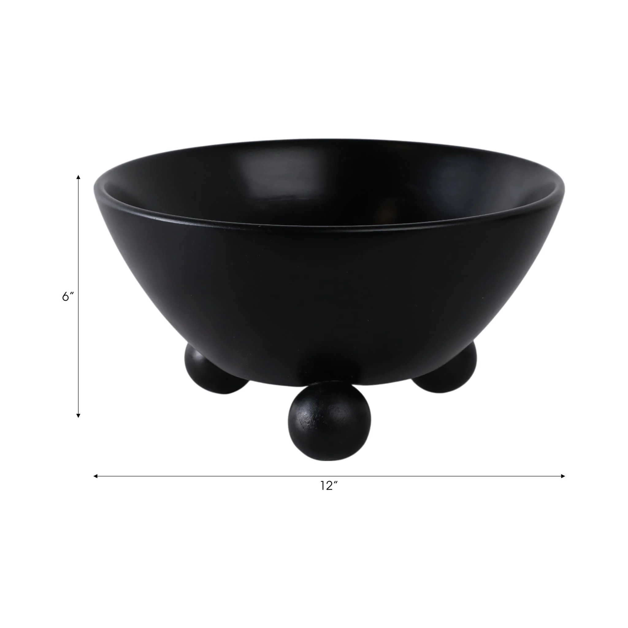 12" Bowl With Ball Feet, Black - Image 8