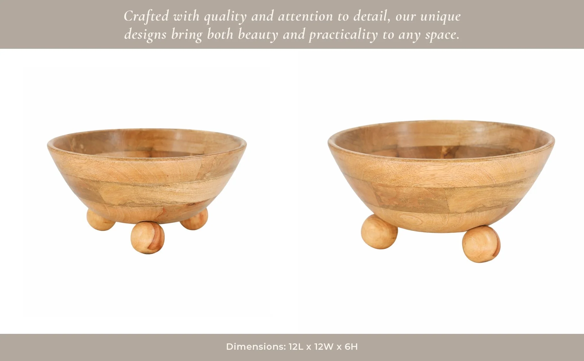 12" Bowl With Ball Feet, Nat - Image 12