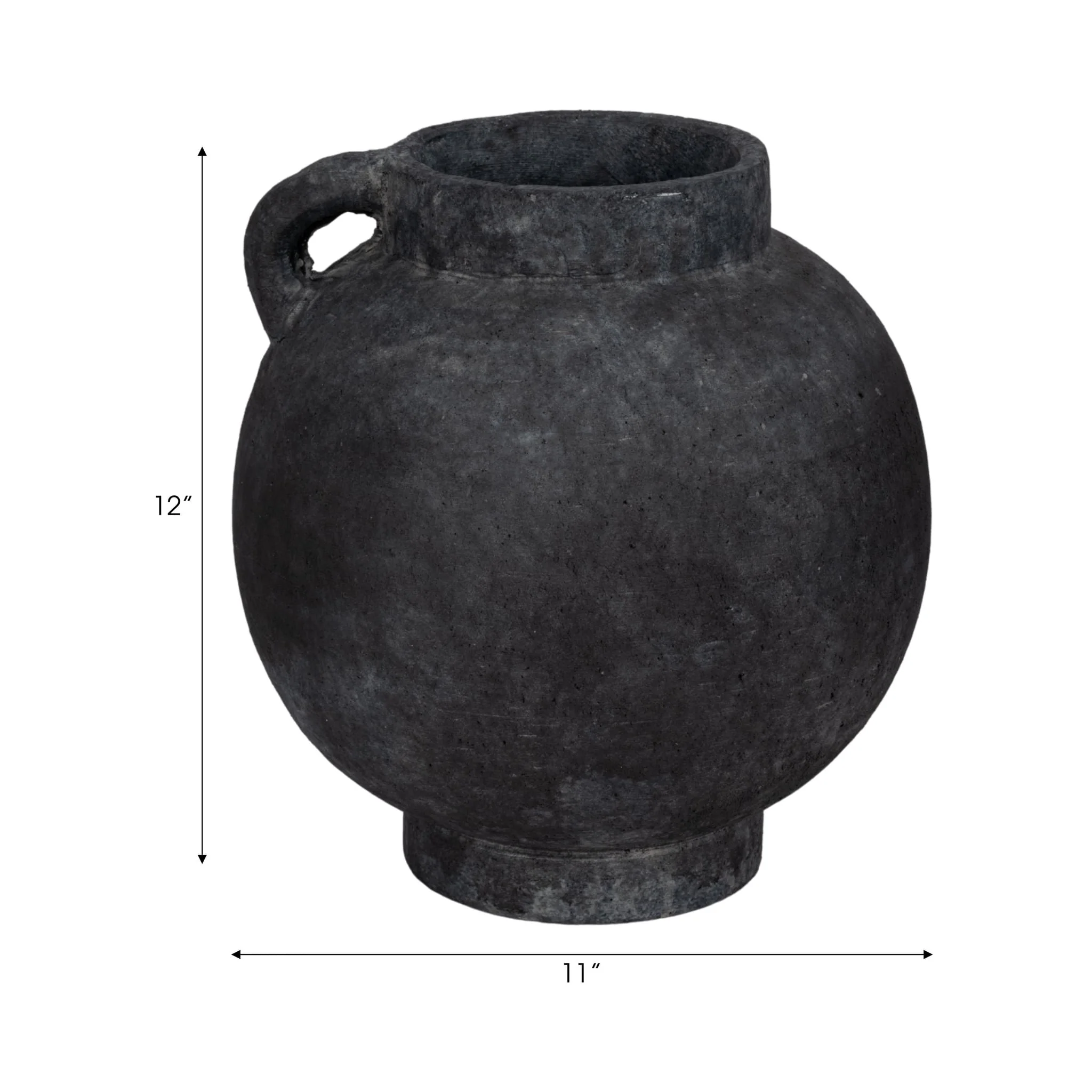 12" Bulbous Jug With Handle, Black - Image 9
