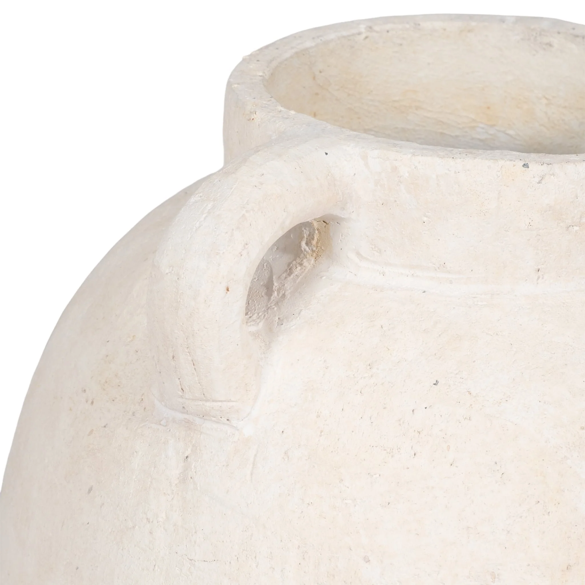 12" Bulbous Jug With Handle, White - Image 4