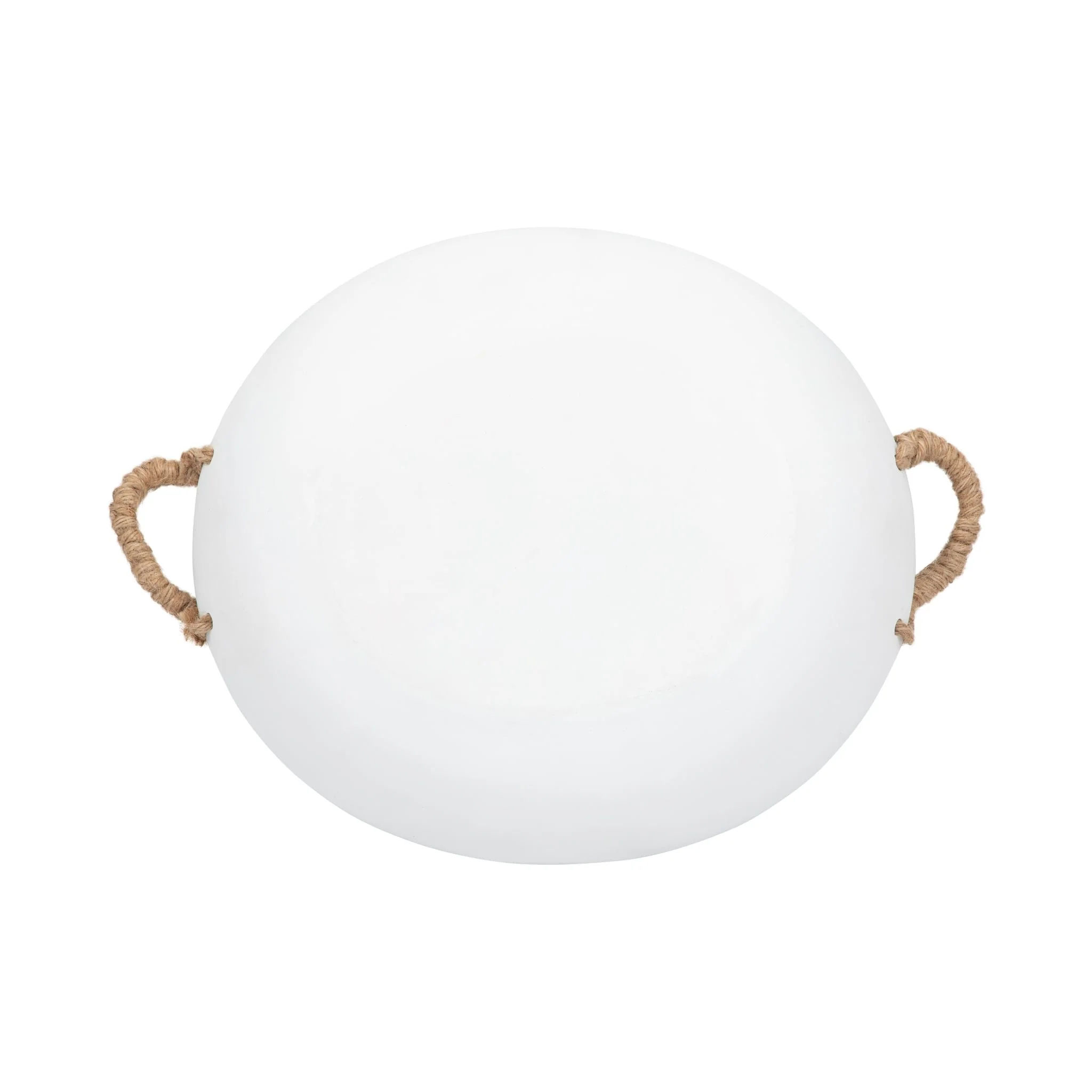 12" Cement Bowl W/ Woven Handles, White - Image 7