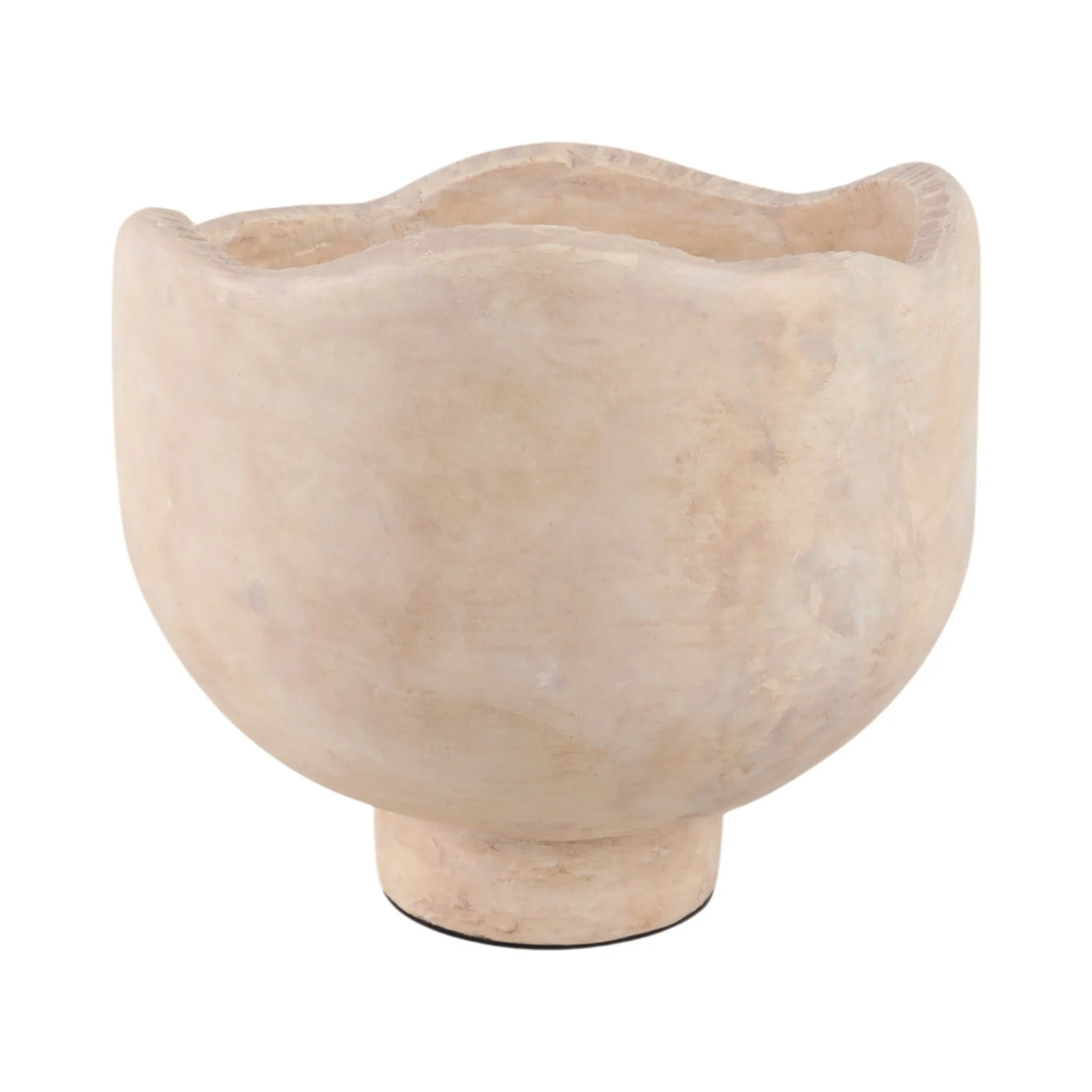 12" Cement Rounded Bowl, Ivory - Image 4