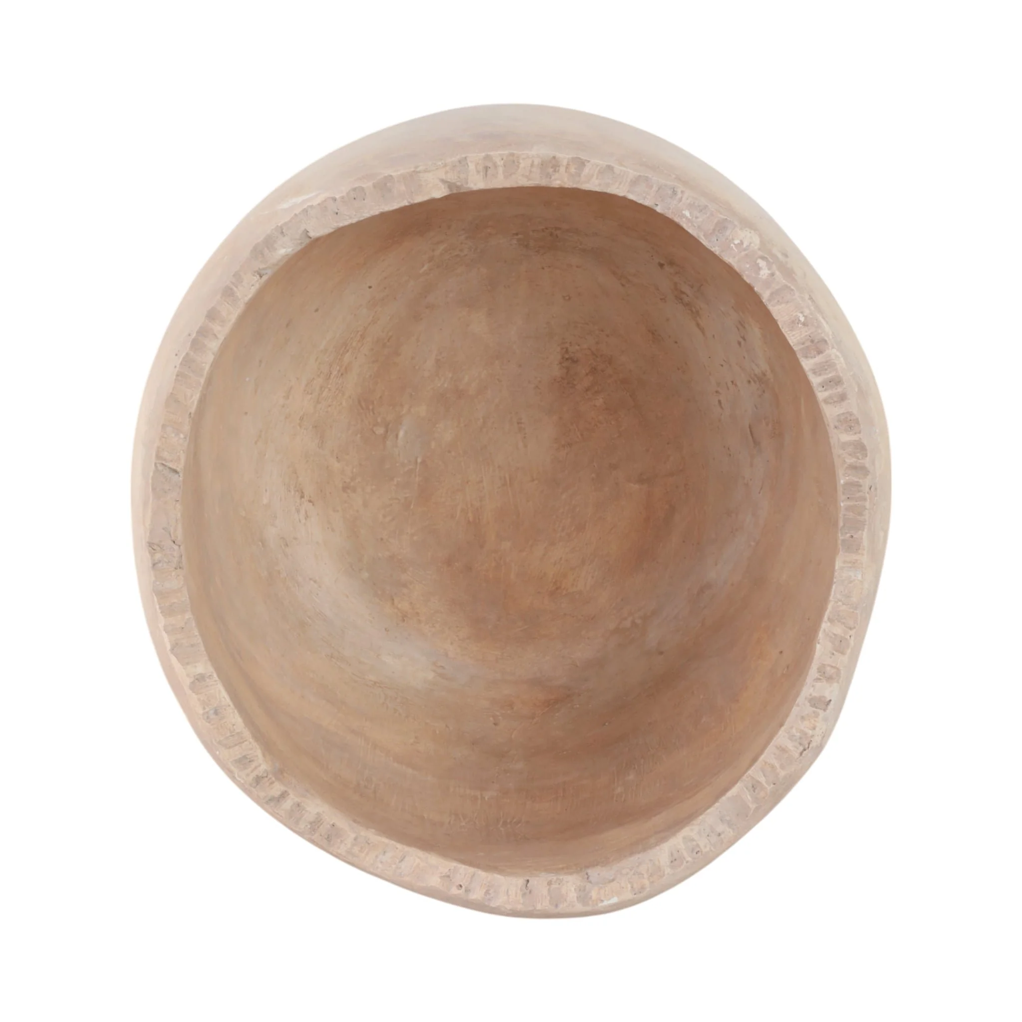 12" Cement Rounded Bowl, Ivory - Image 6