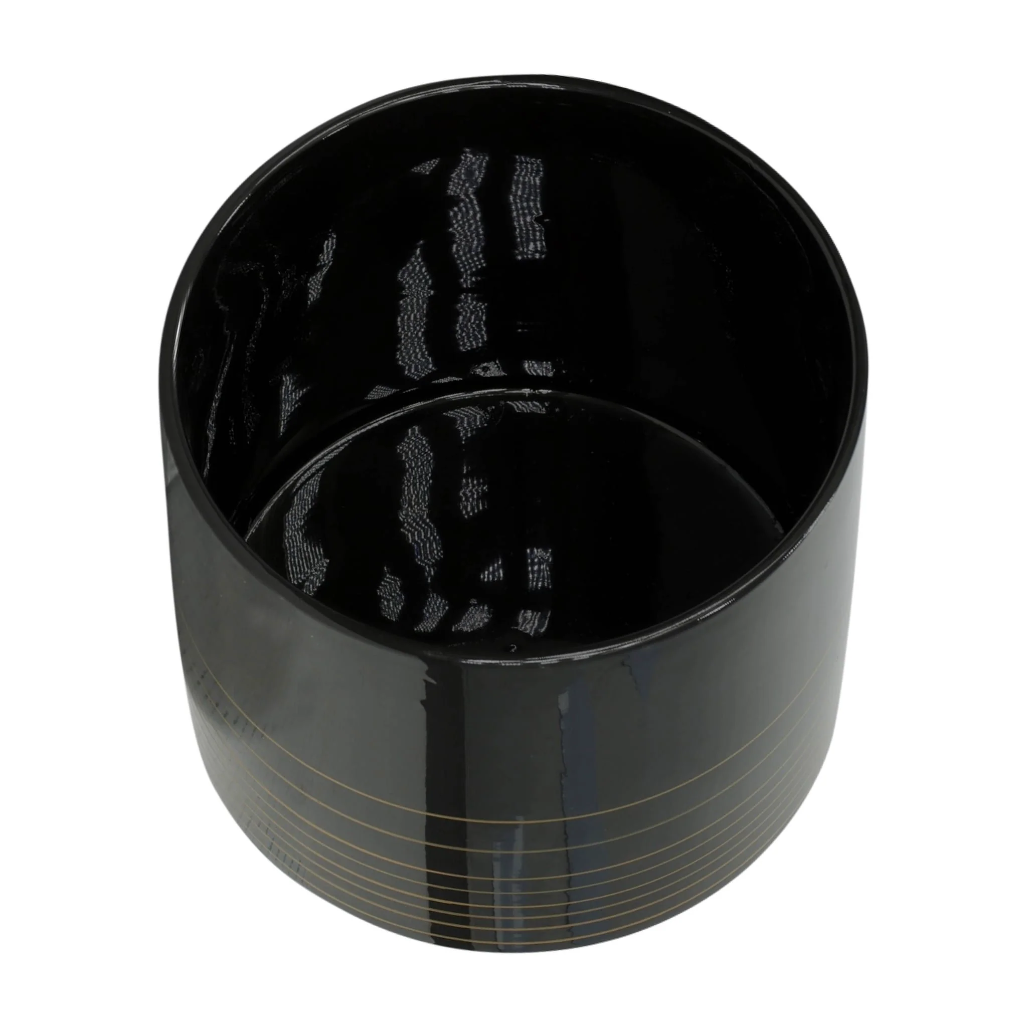 12" Ceramic Metallic Planter W/ Wood Stand, Black - Image 5