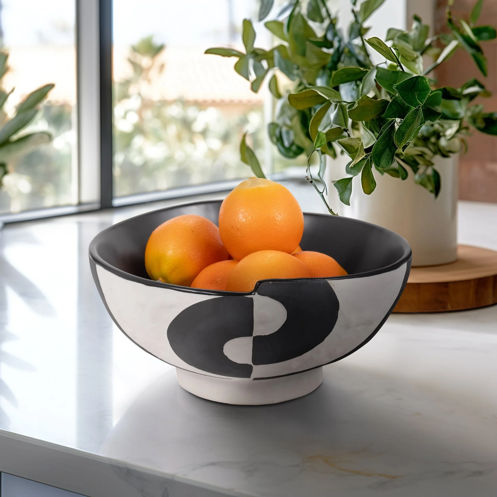 12" Contemporary Deep Bowl, Black/white - Image 10