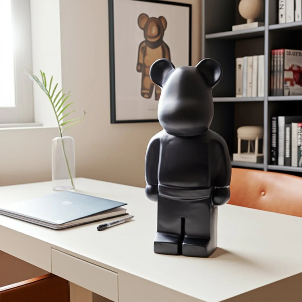 12" Deco Bear Figure, Black - Image 10