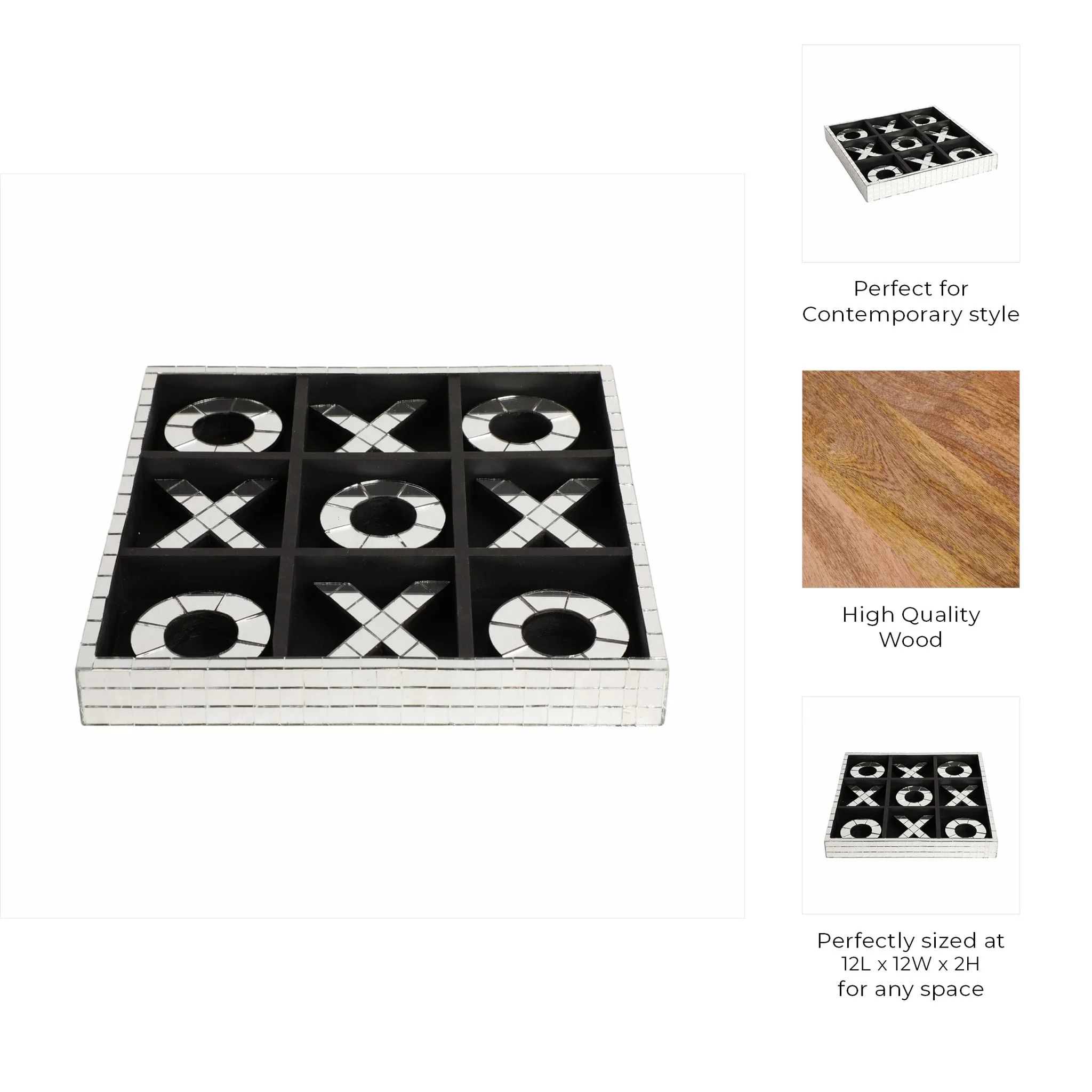 12" Disco Mosaic X&o Game, Silver - Image 9