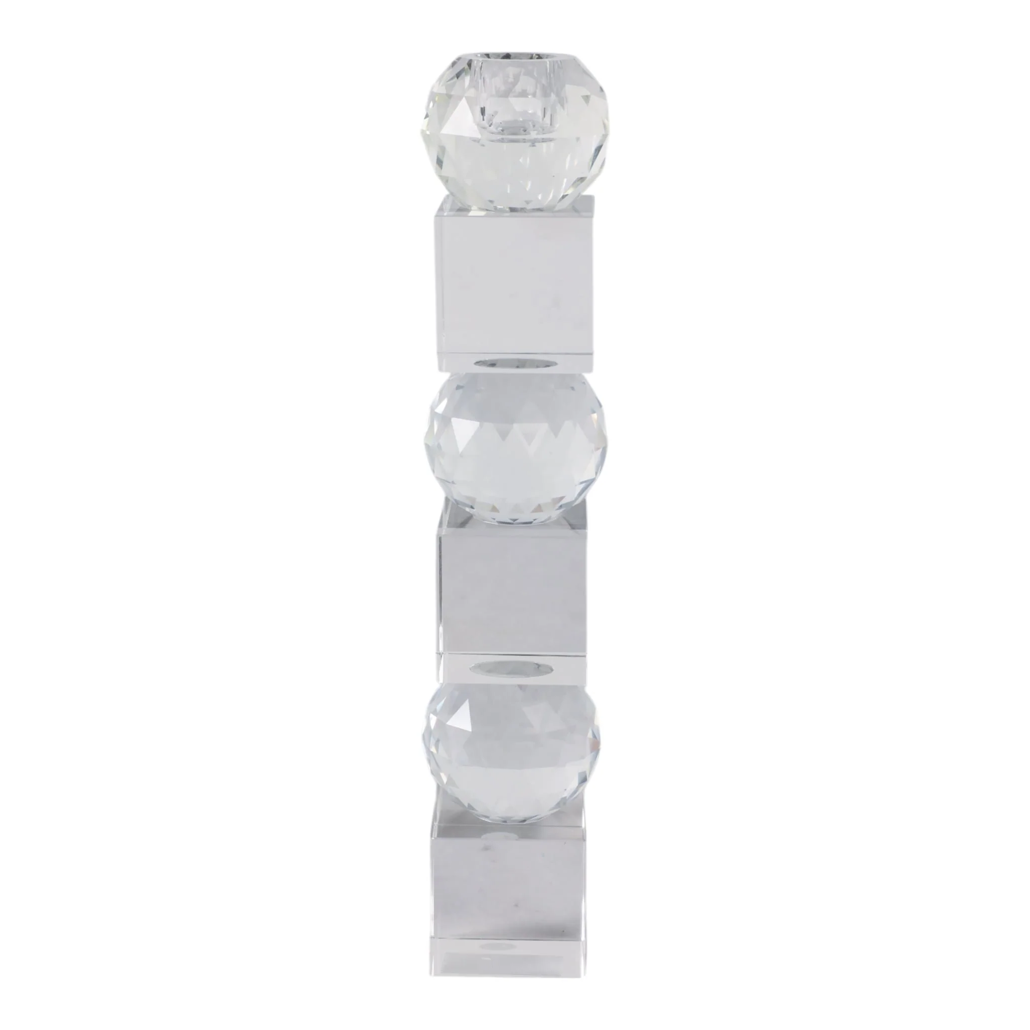 12" Faceted Crystal Orbs Crystal Taperholder, Clea - Image 4