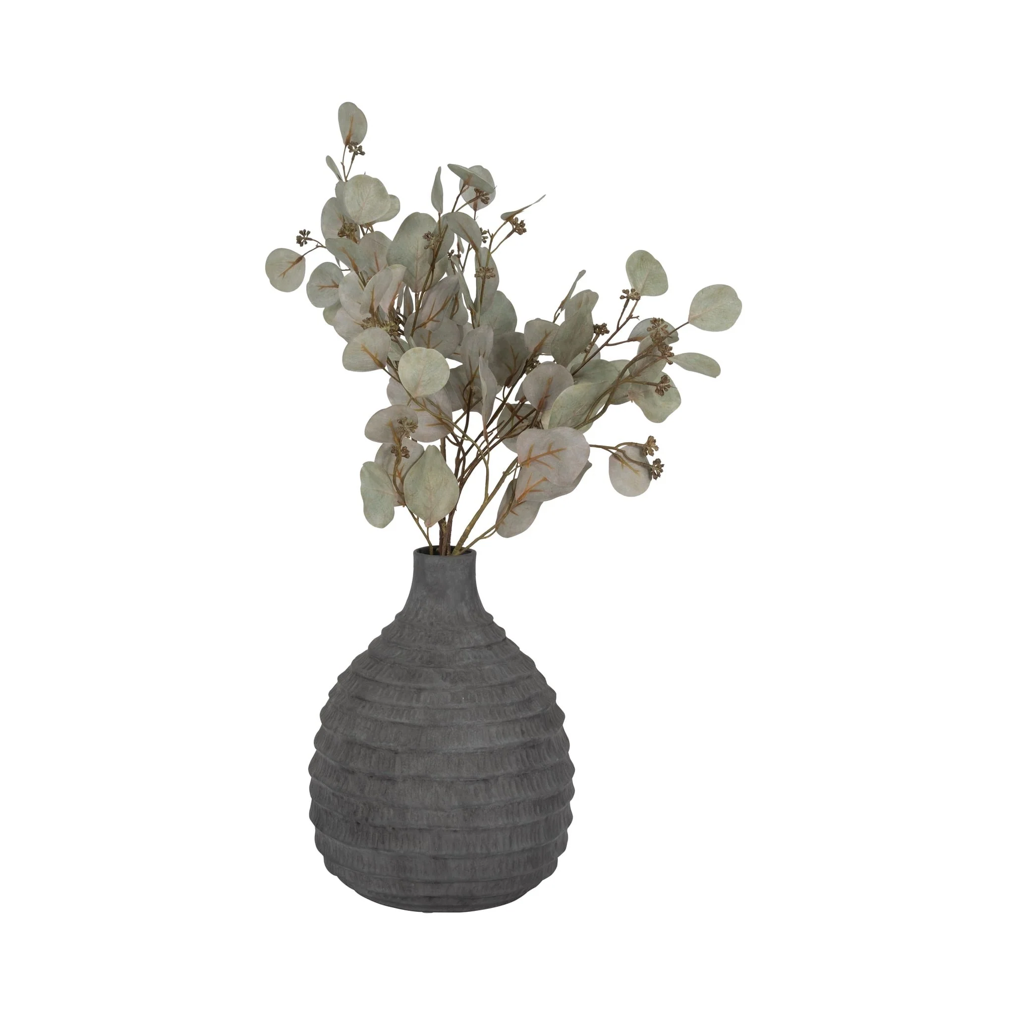 12" Faded Ribbed Bulbous Vase, Black - Image 2