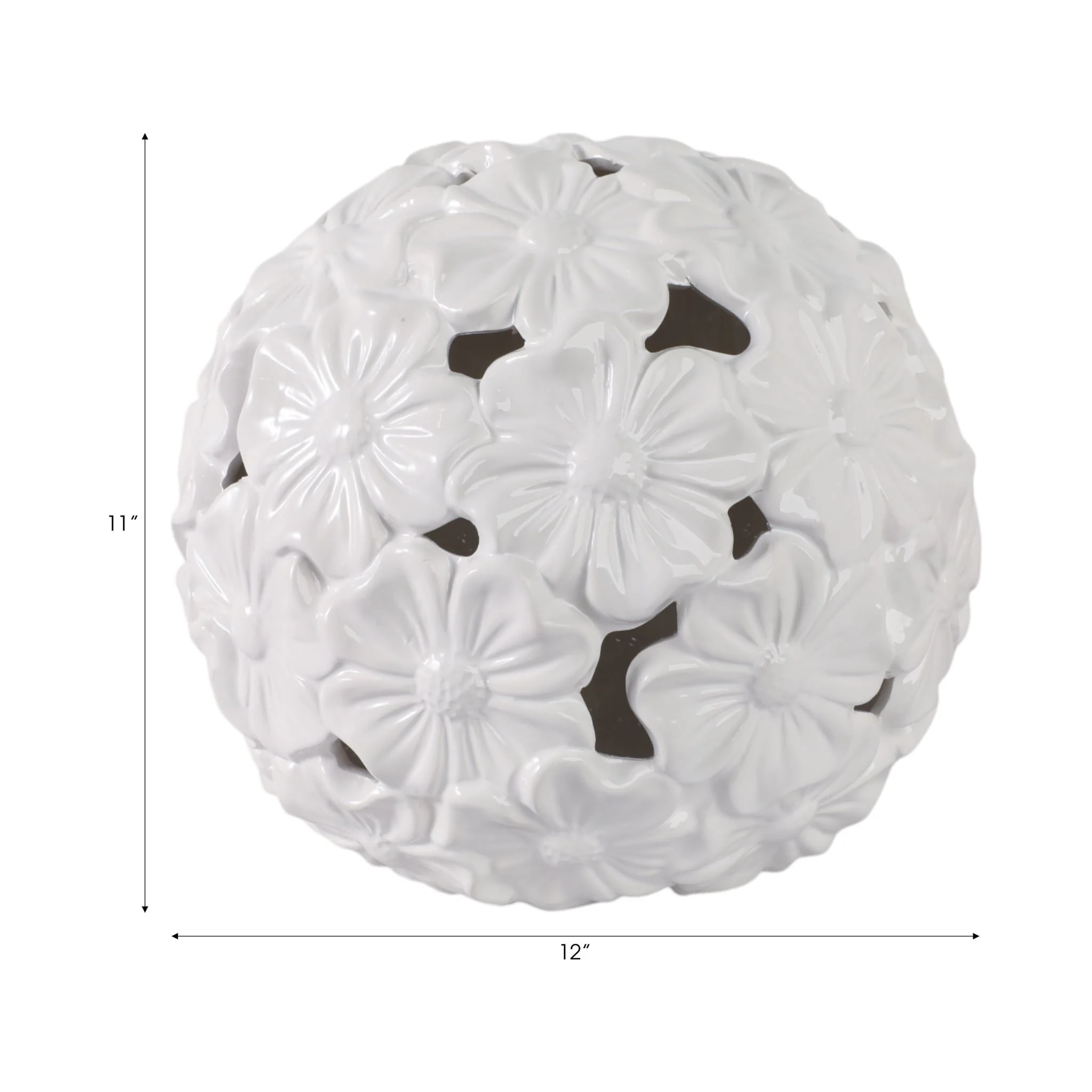12" Flower Cut-out Garden Orb, White - Image 8