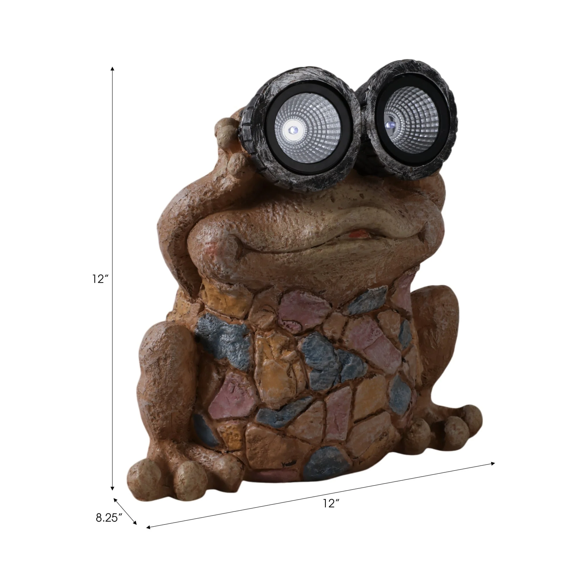 12" Frog With Solar Goggles, Multi - Image 8