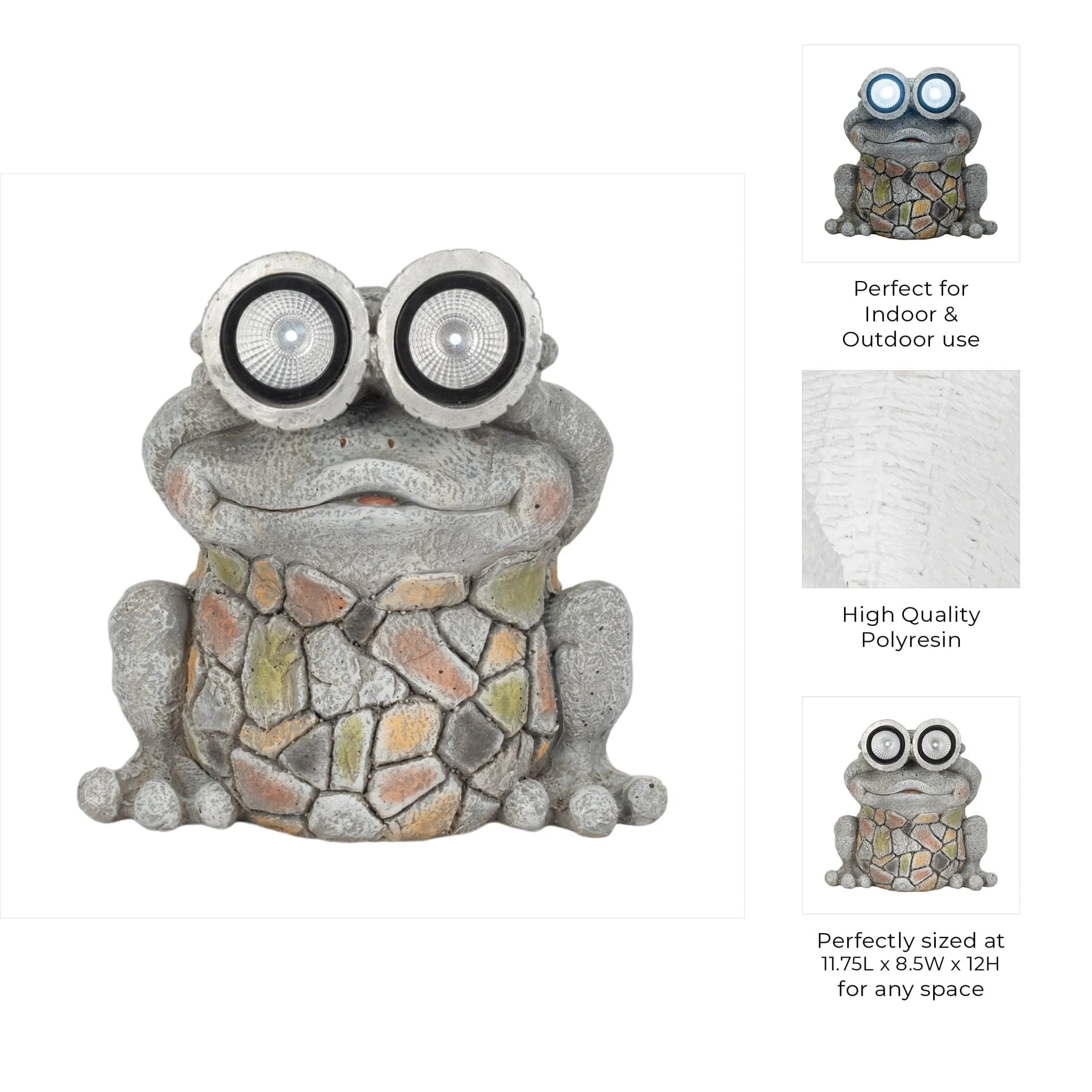 12" Frog With Solar Goggles, Multi - Image 9