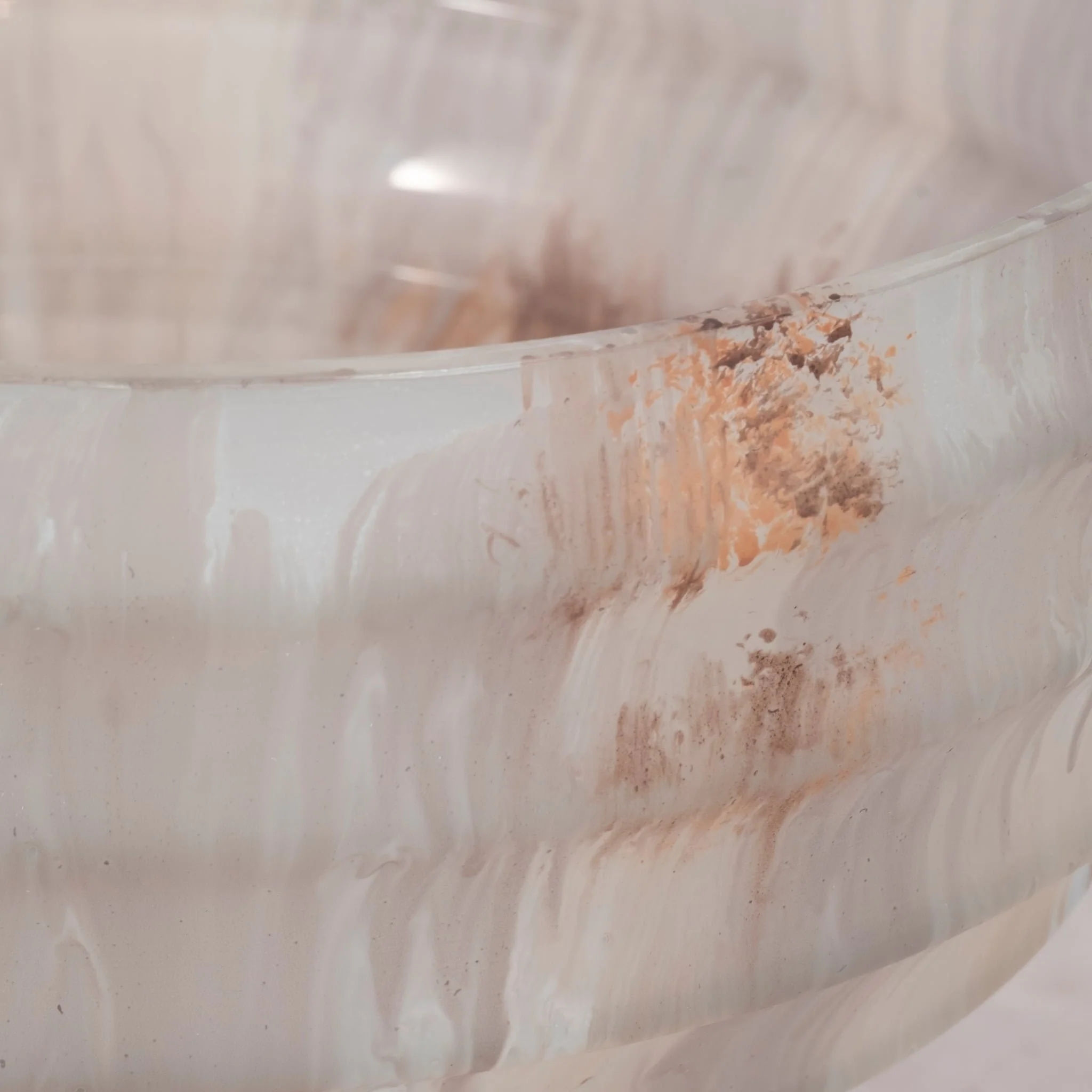 12" Glass Pedestal Bowl Opal Finish, Ivory Multi - Image 4