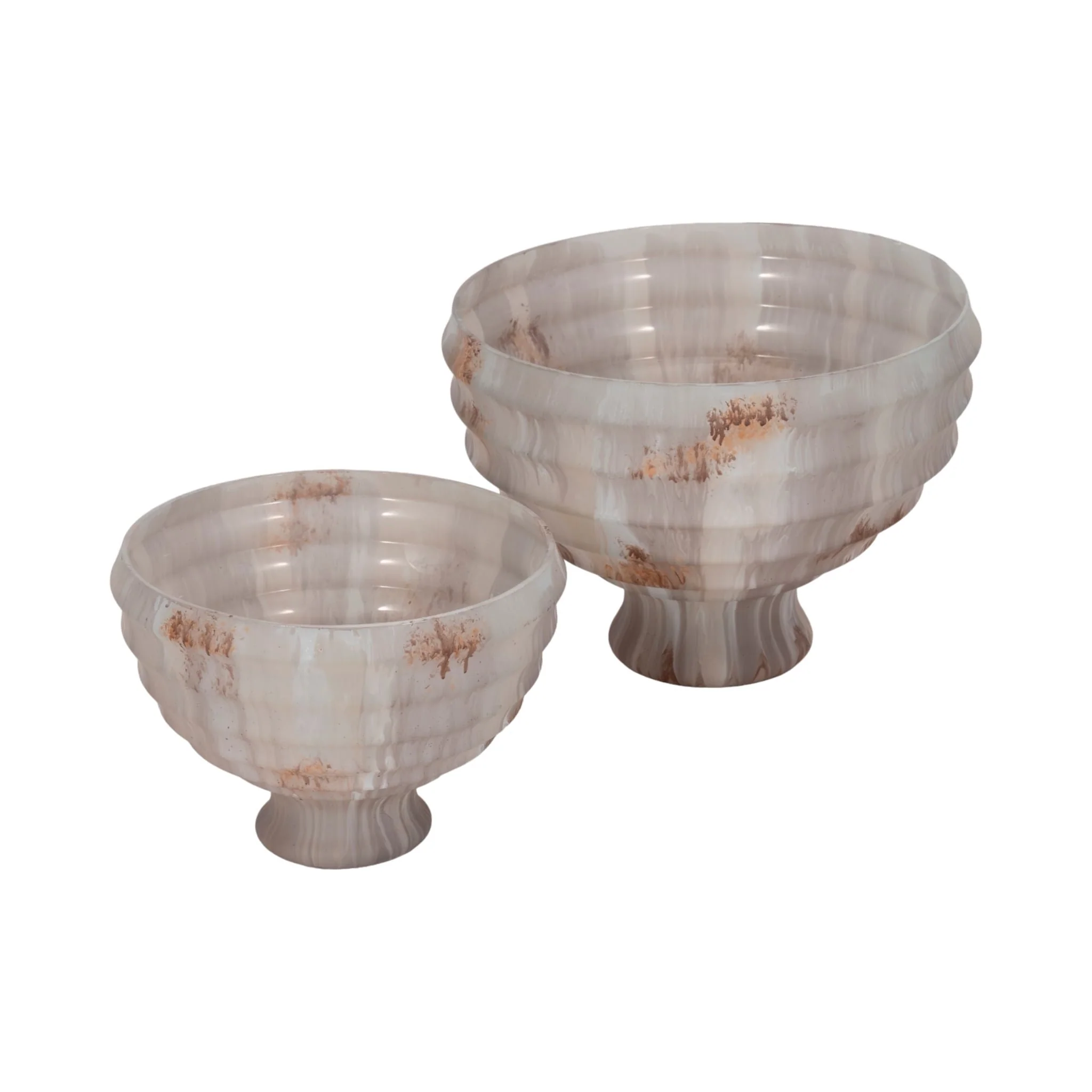 12" Glass Pedestal Bowl Opal Finish, Ivory Multi - Image 7