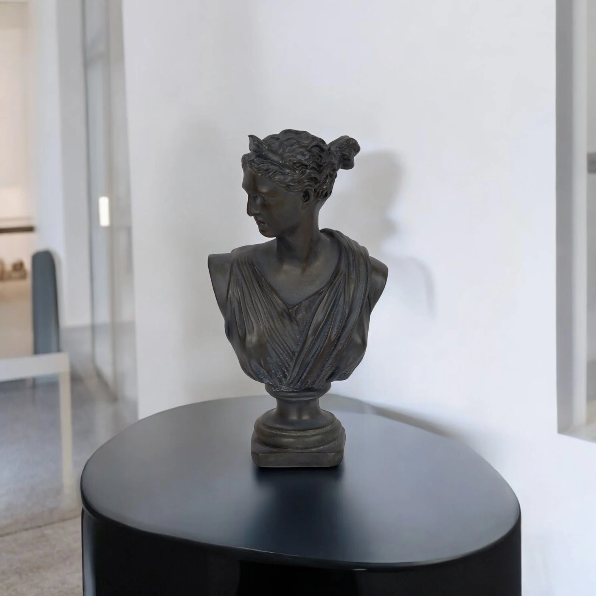 12" Grecian Bust Distressed Resin, Bronze - Image 11