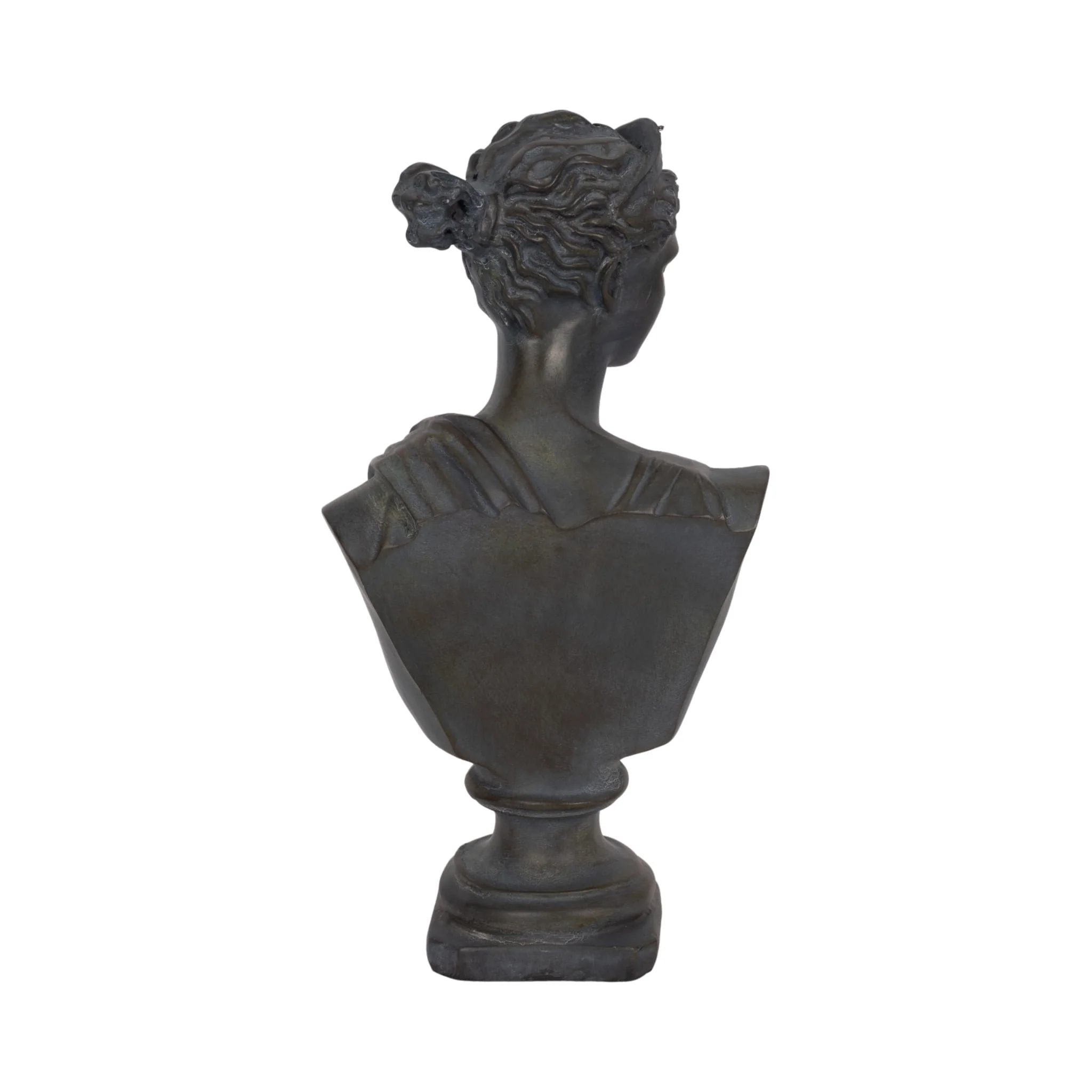 12" Grecian Bust Distressed Resin, Bronze - Image 4