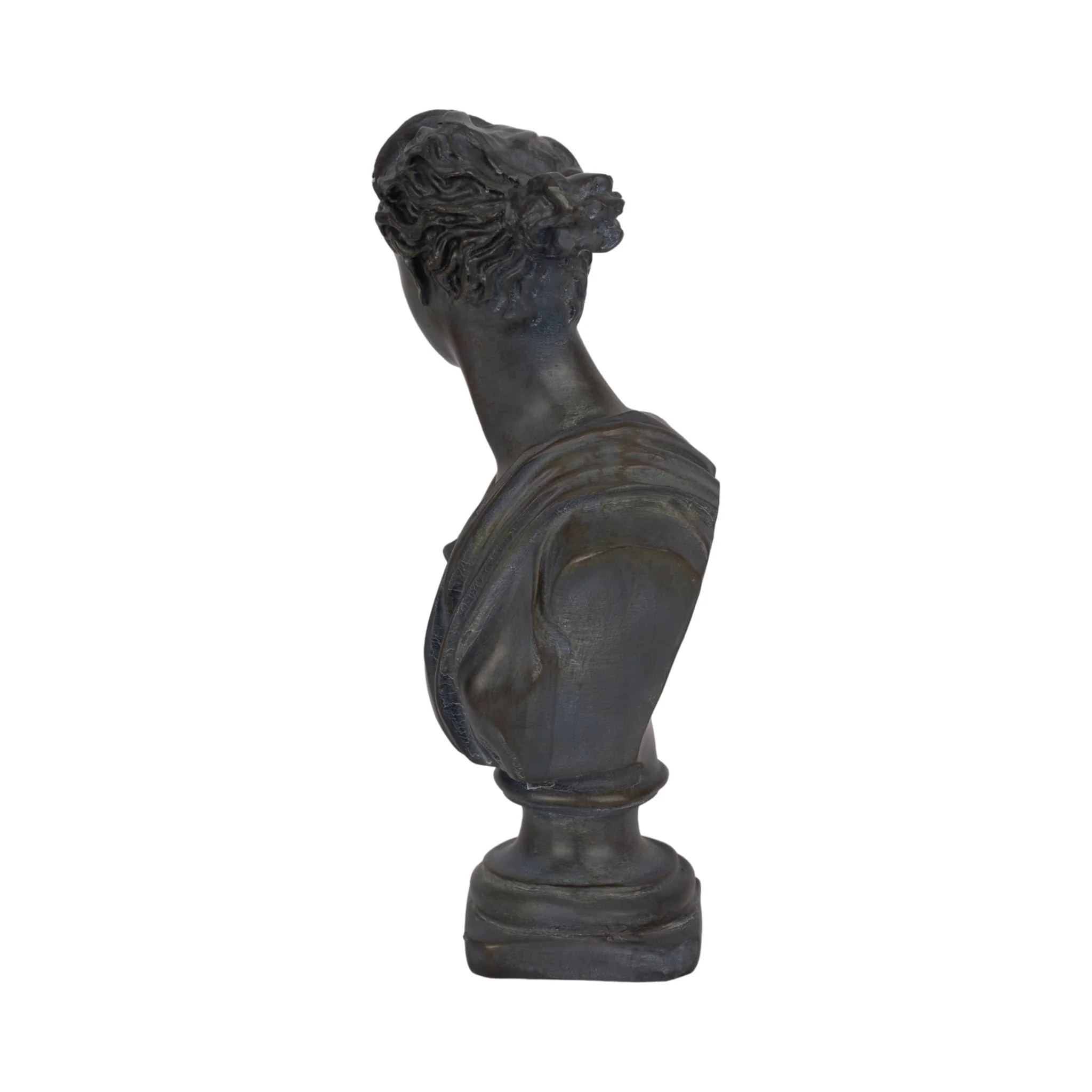 12" Grecian Bust Distressed Resin, Bronze - Image 5