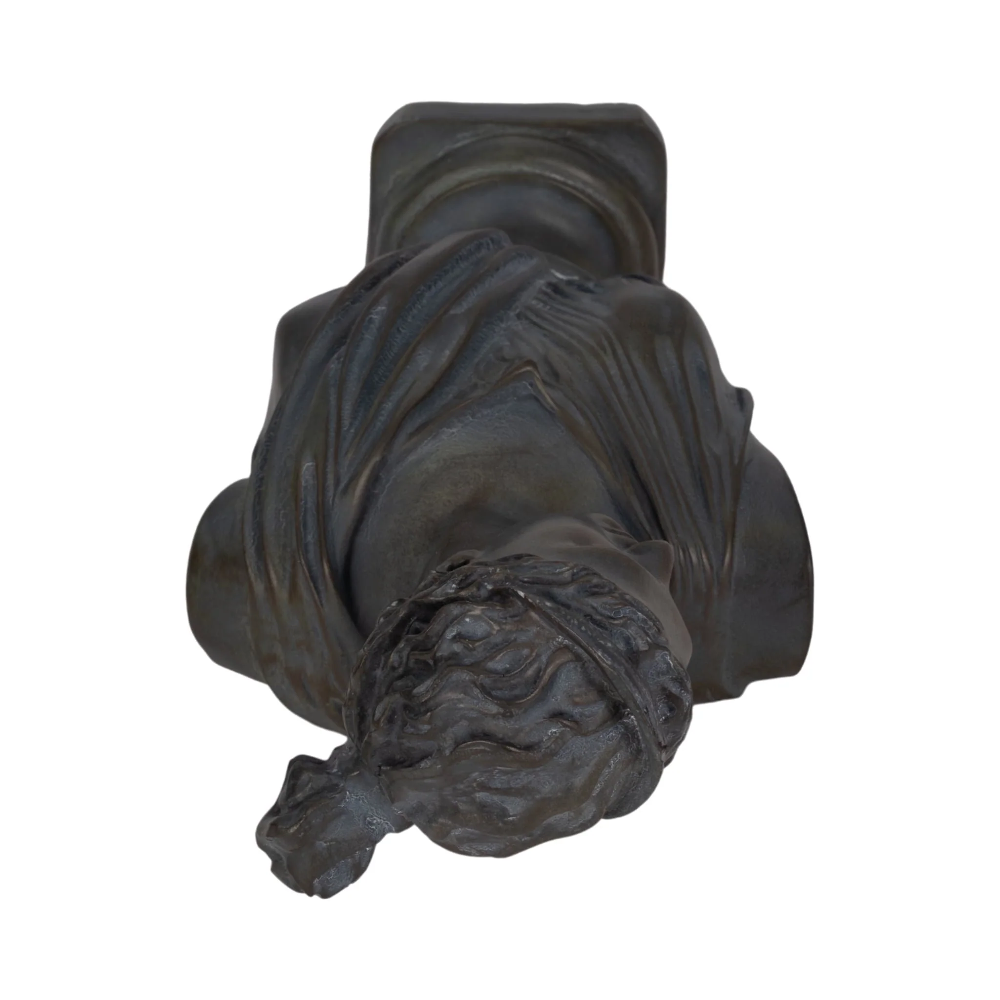 12" Grecian Bust Distressed Resin, Bronze - Image 7