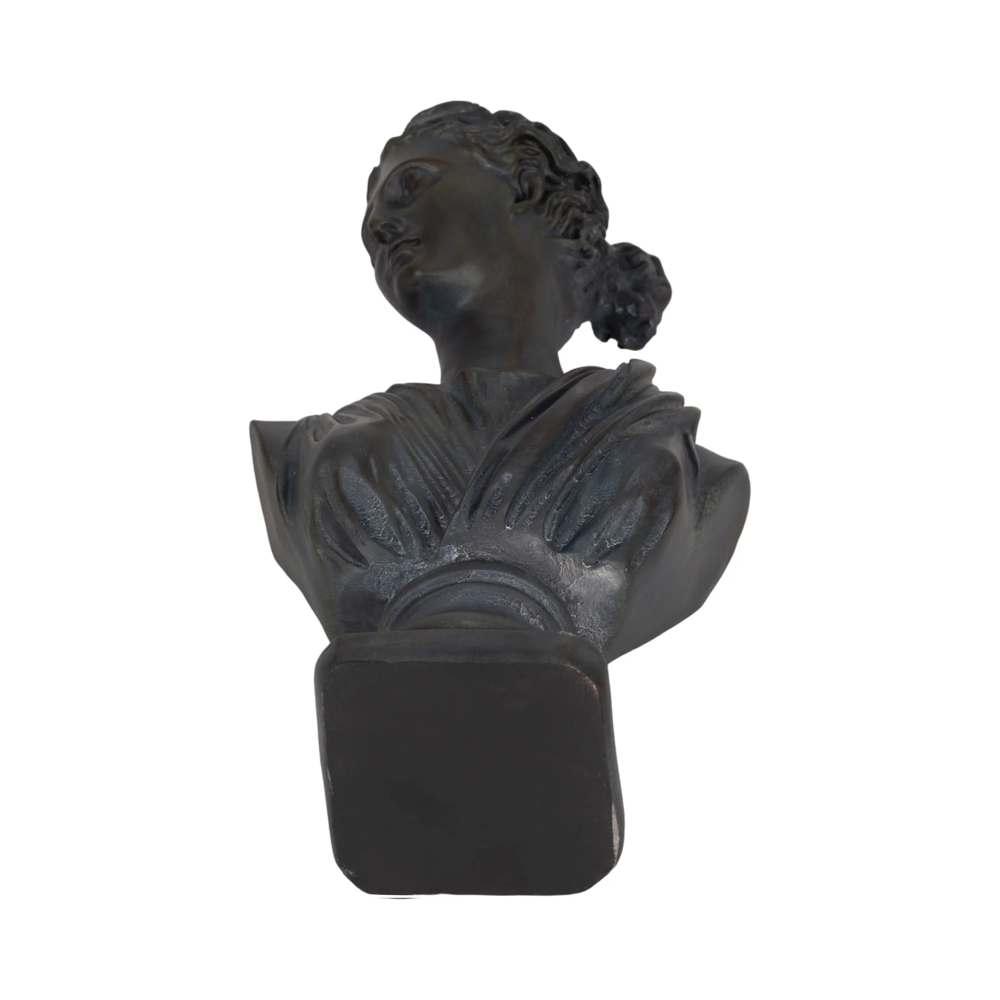 12" Grecian Bust Distressed Resin, Bronze - Image 8