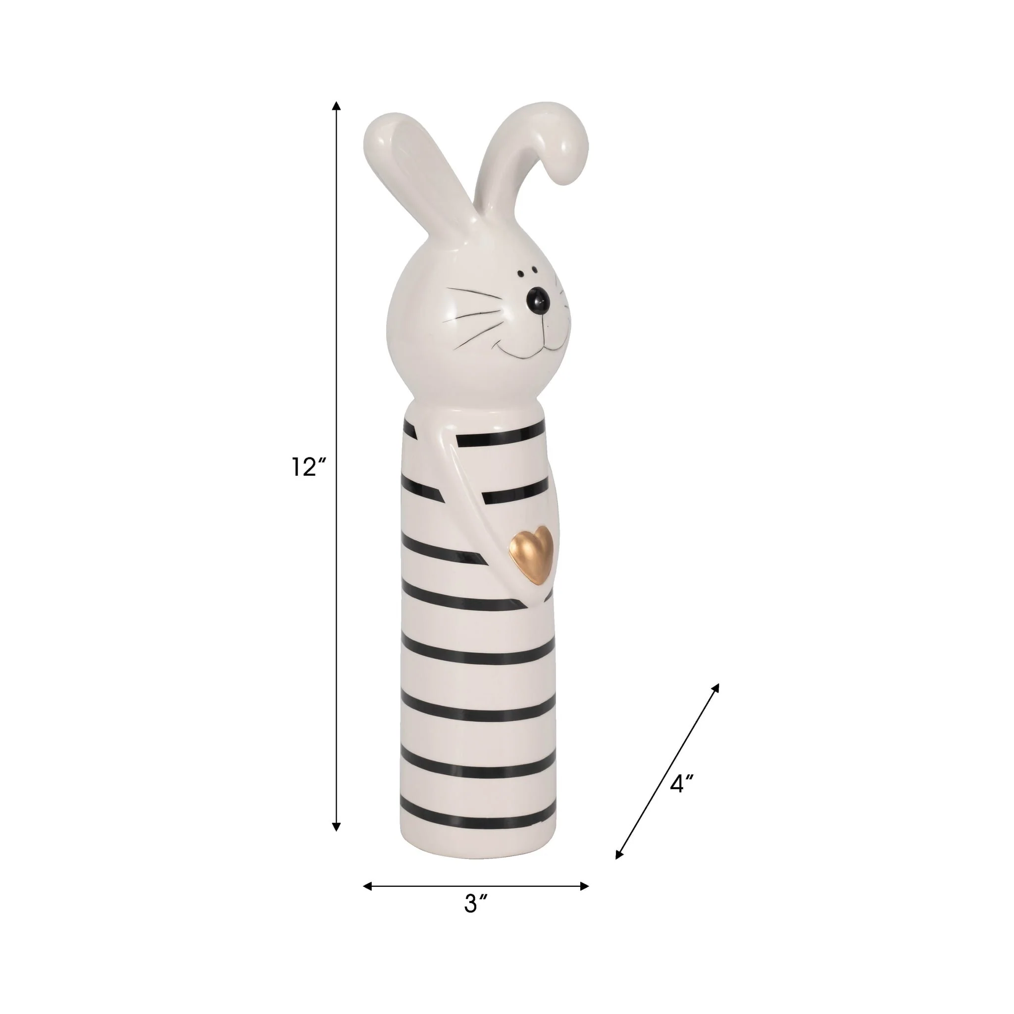 12" Lines Bunny With Gold Heart, White/black - Image 9