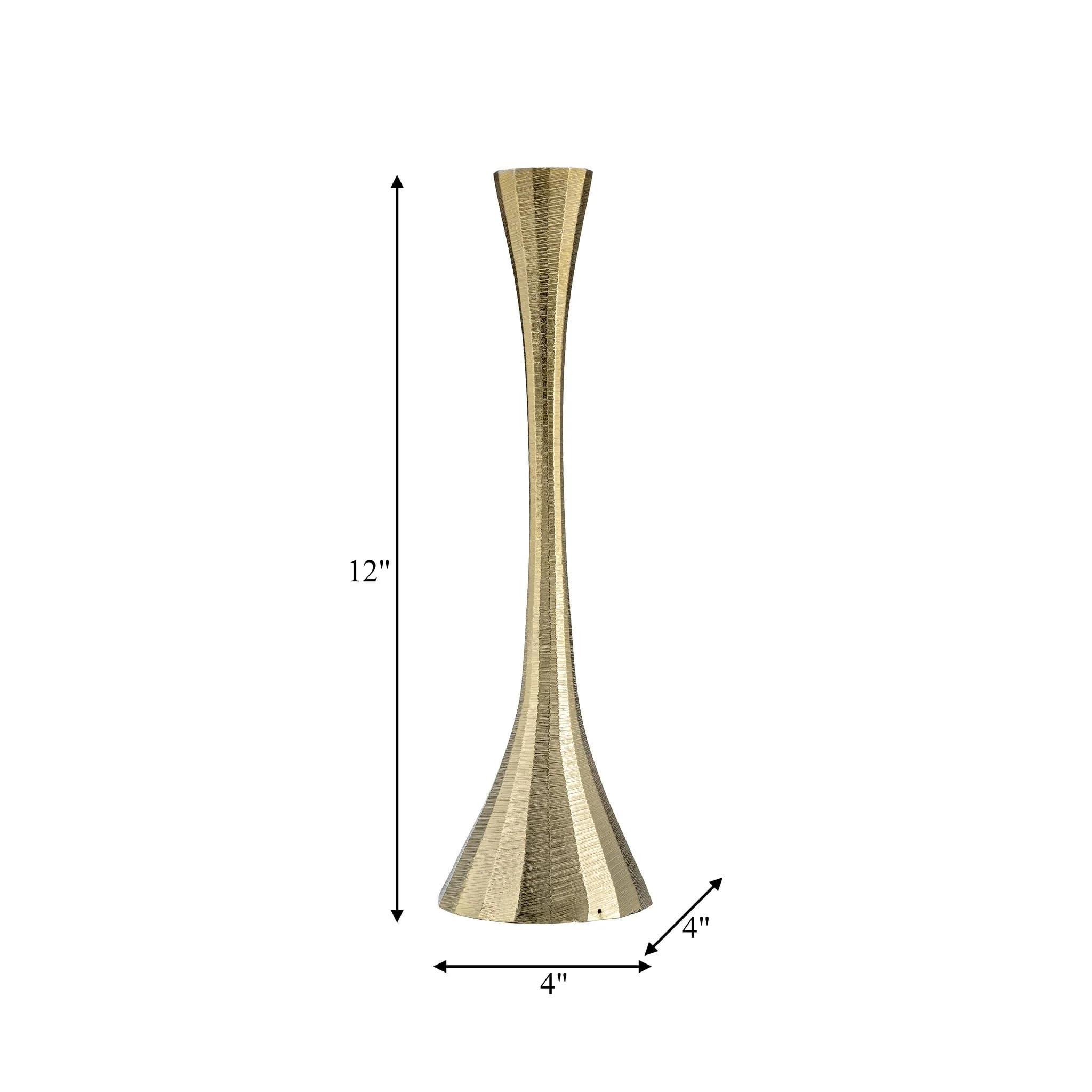 12" Metal, Taper Candle Holder, Brass - Image 9