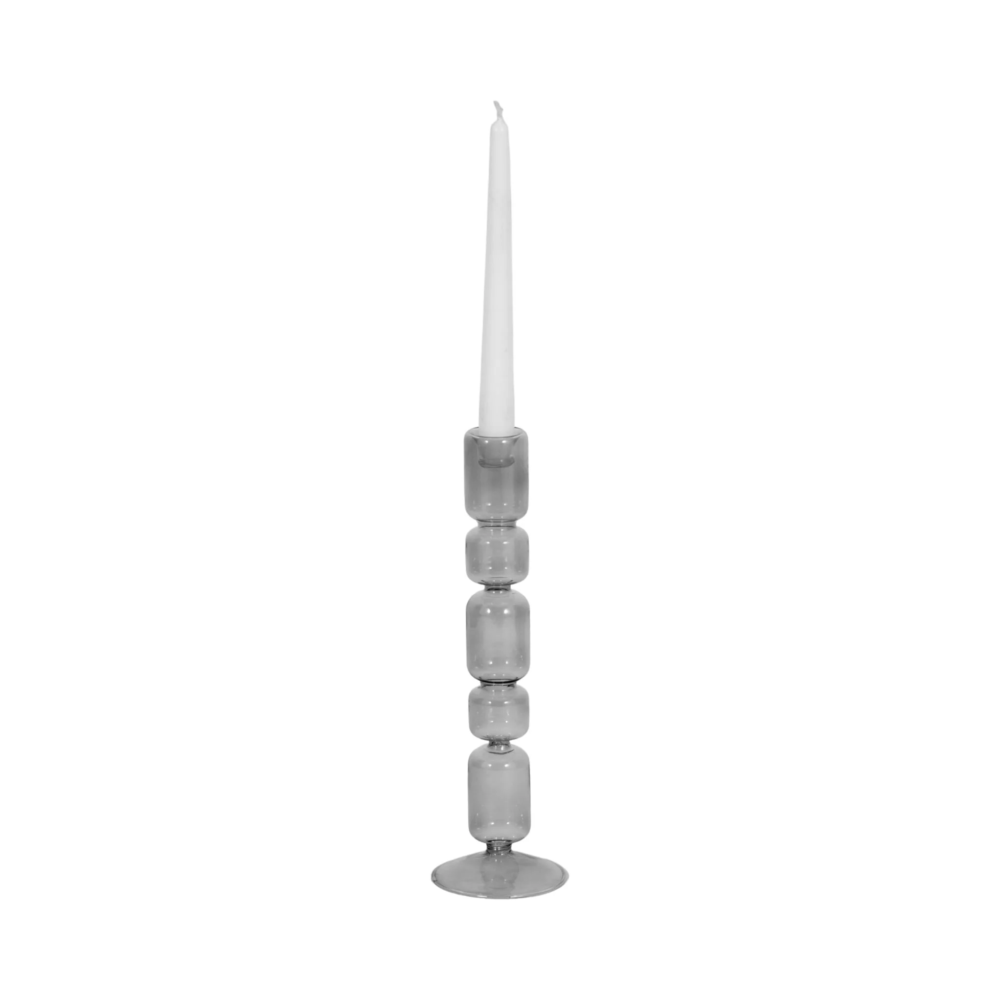 12" Mixed Bubble Taper Candleholder, Smoke - Image 2