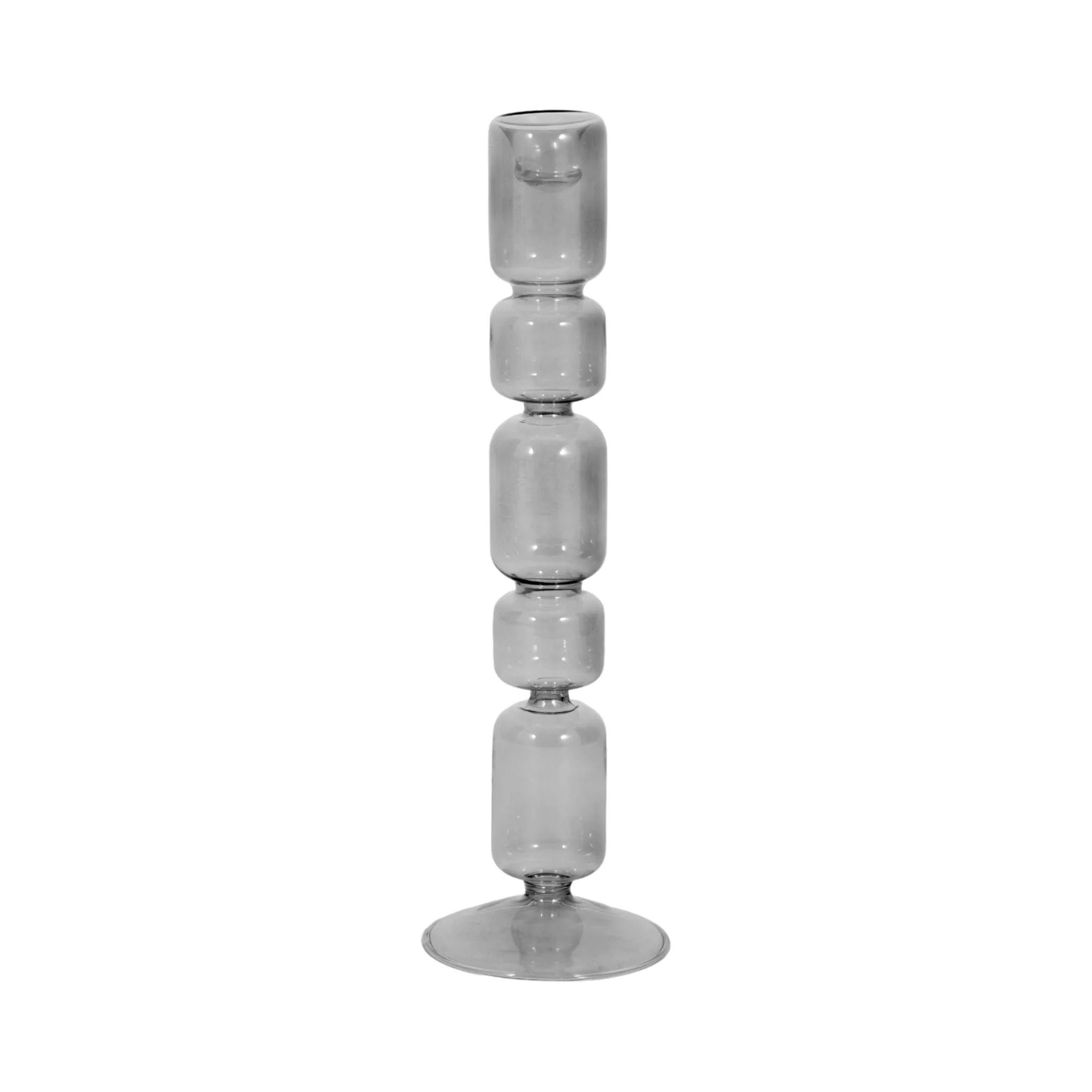 12" Mixed Bubble Taper Candleholder, Smoke - Image 3