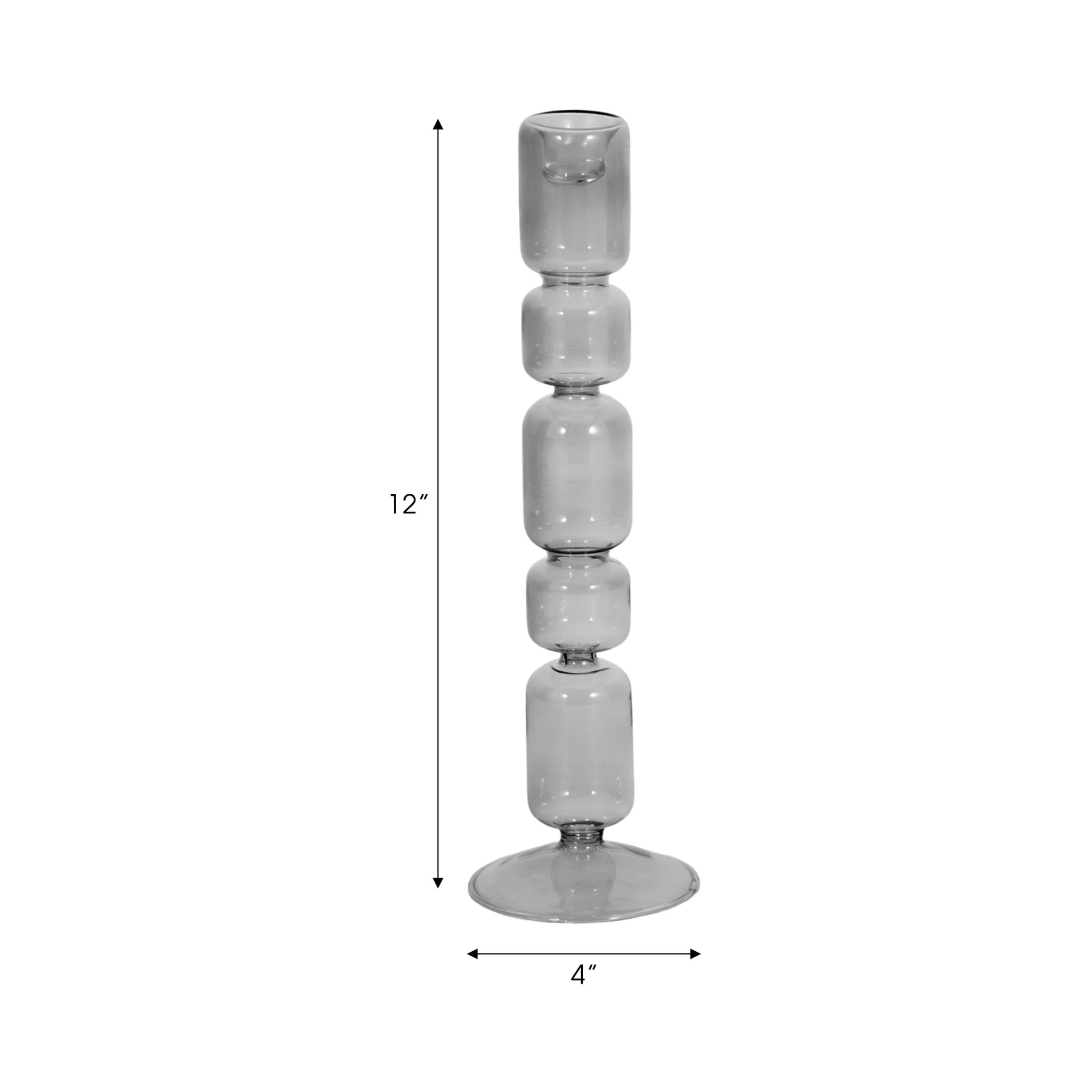 12" Mixed Bubble Taper Candleholder, Smoke - Image 8