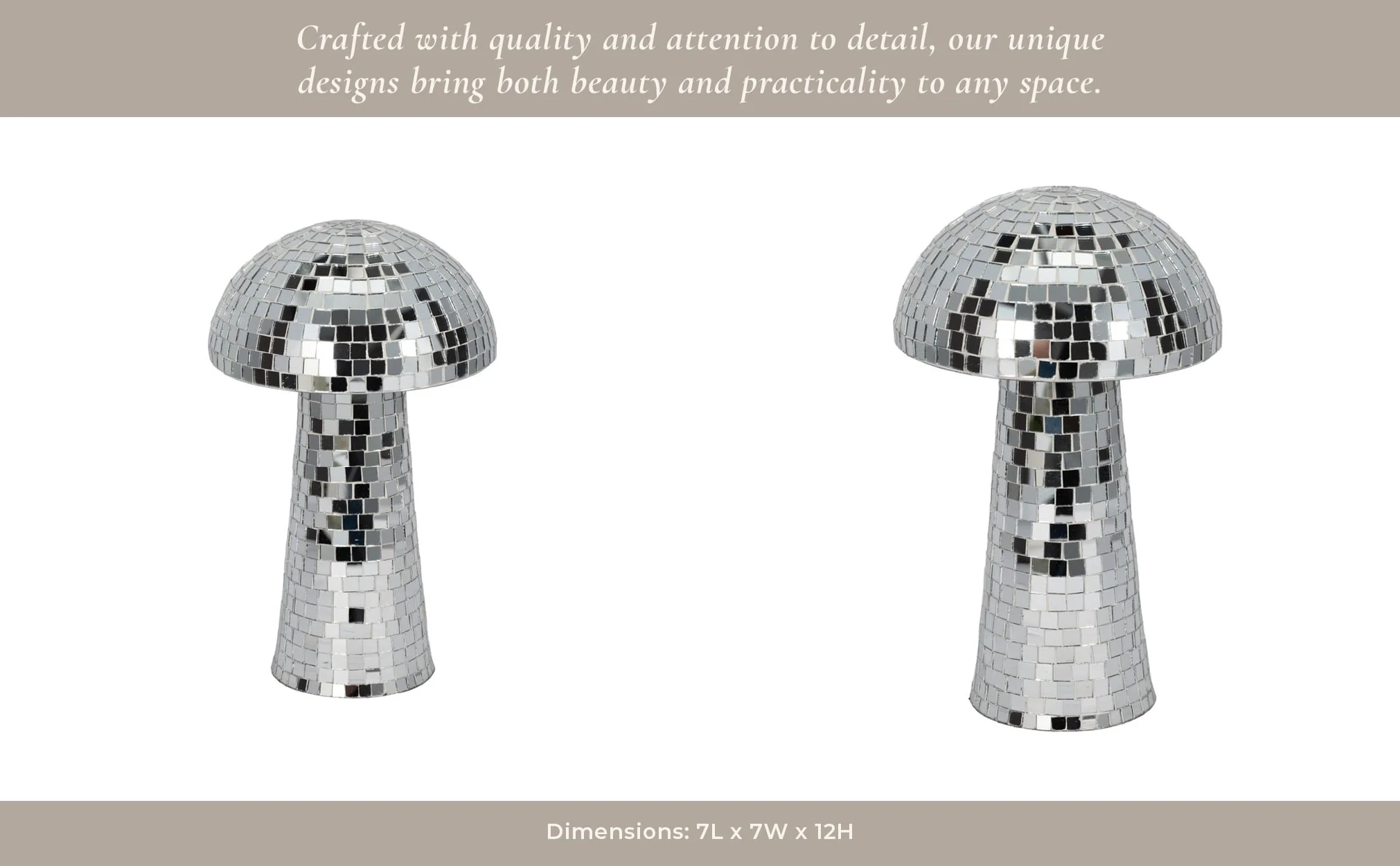 12" Mosaic Mushroom, Silver - Image 13
