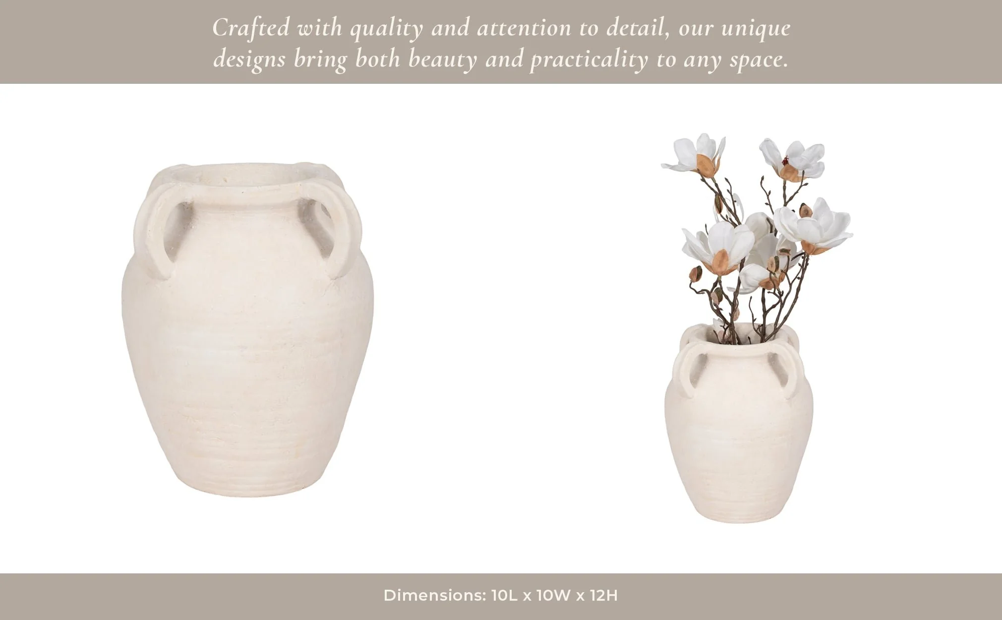 12" Multi Handle Jug, White - Image 13