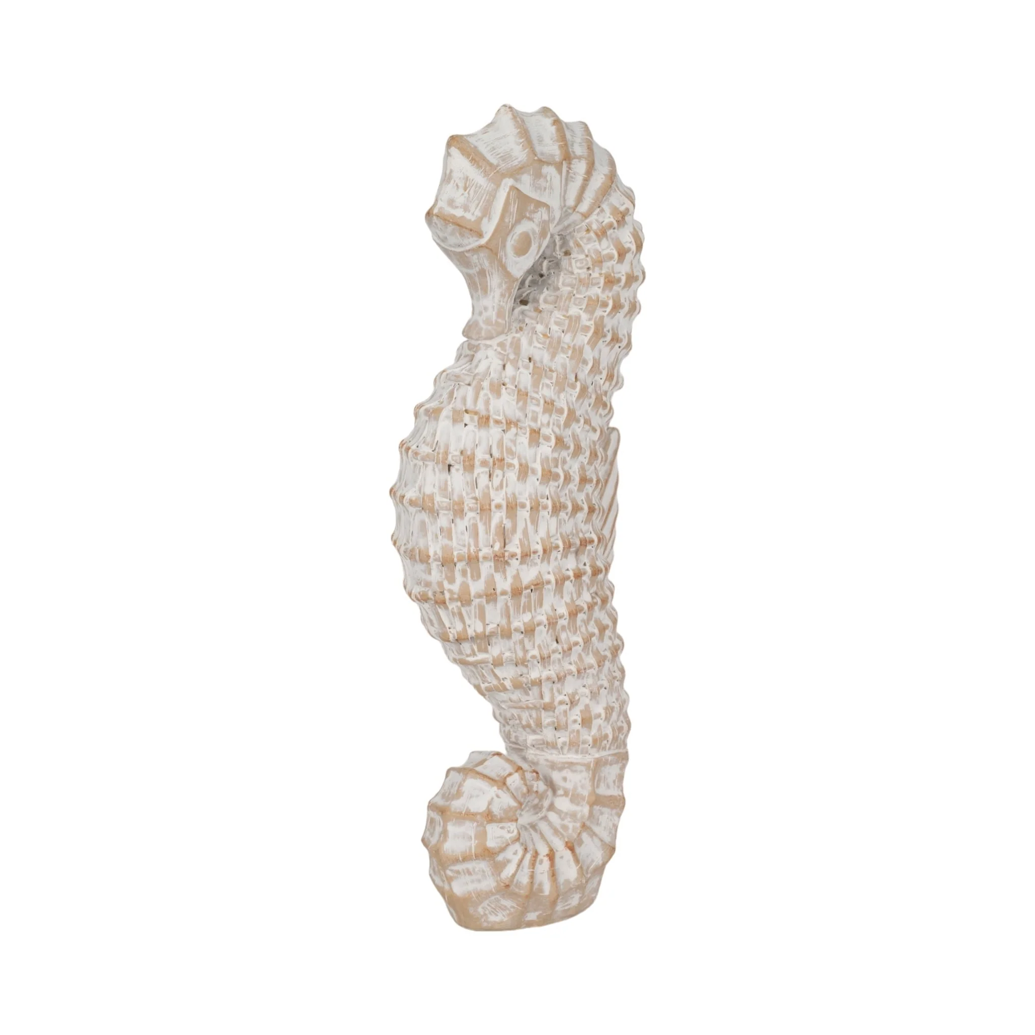 12" Resin Wicker Seahorse, White - Image 2